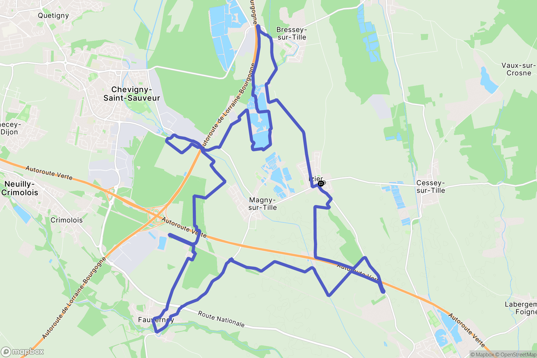 Izier : carte du parcours de randonnée - France
