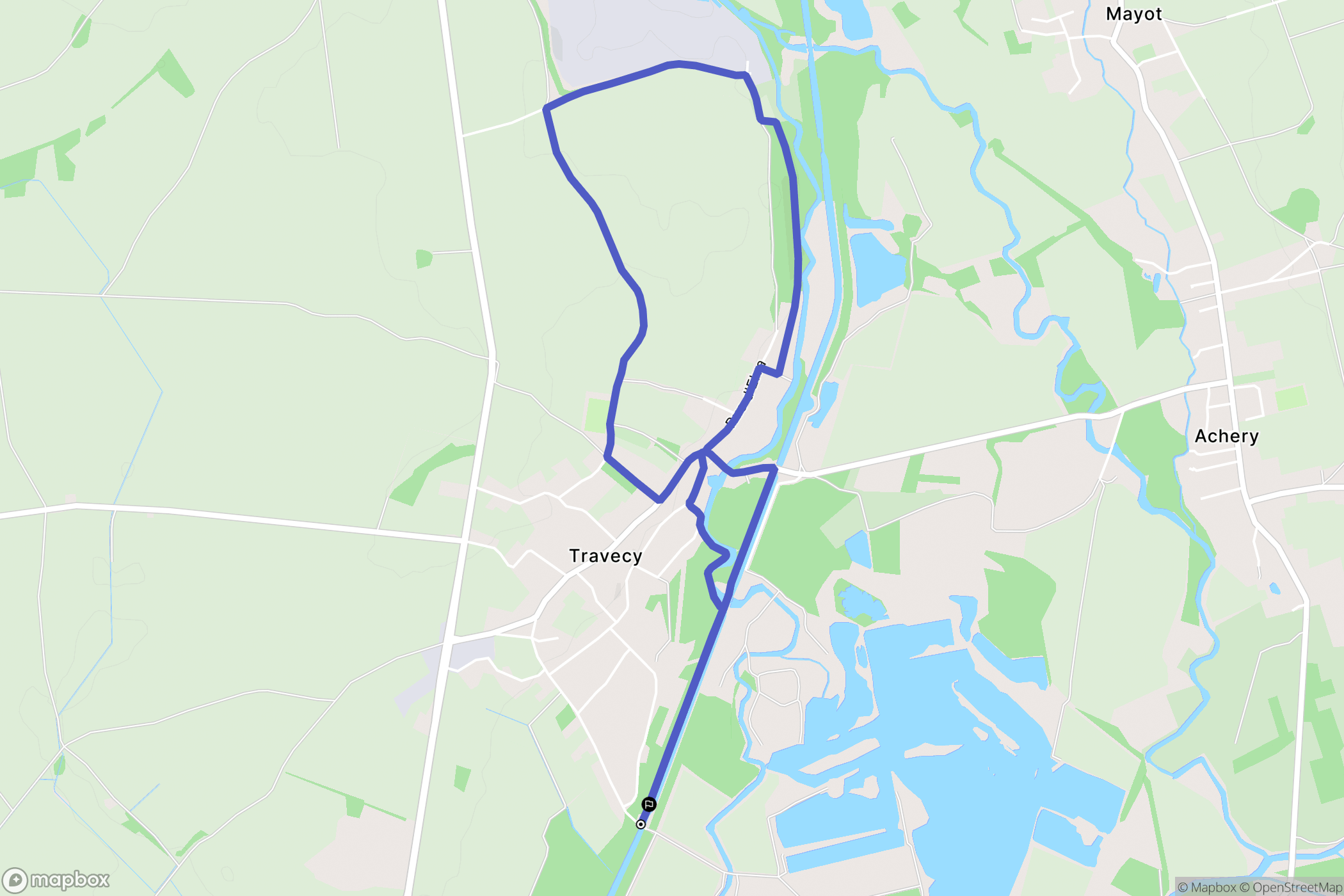 Travecy : carte du parcours de randonnée - France