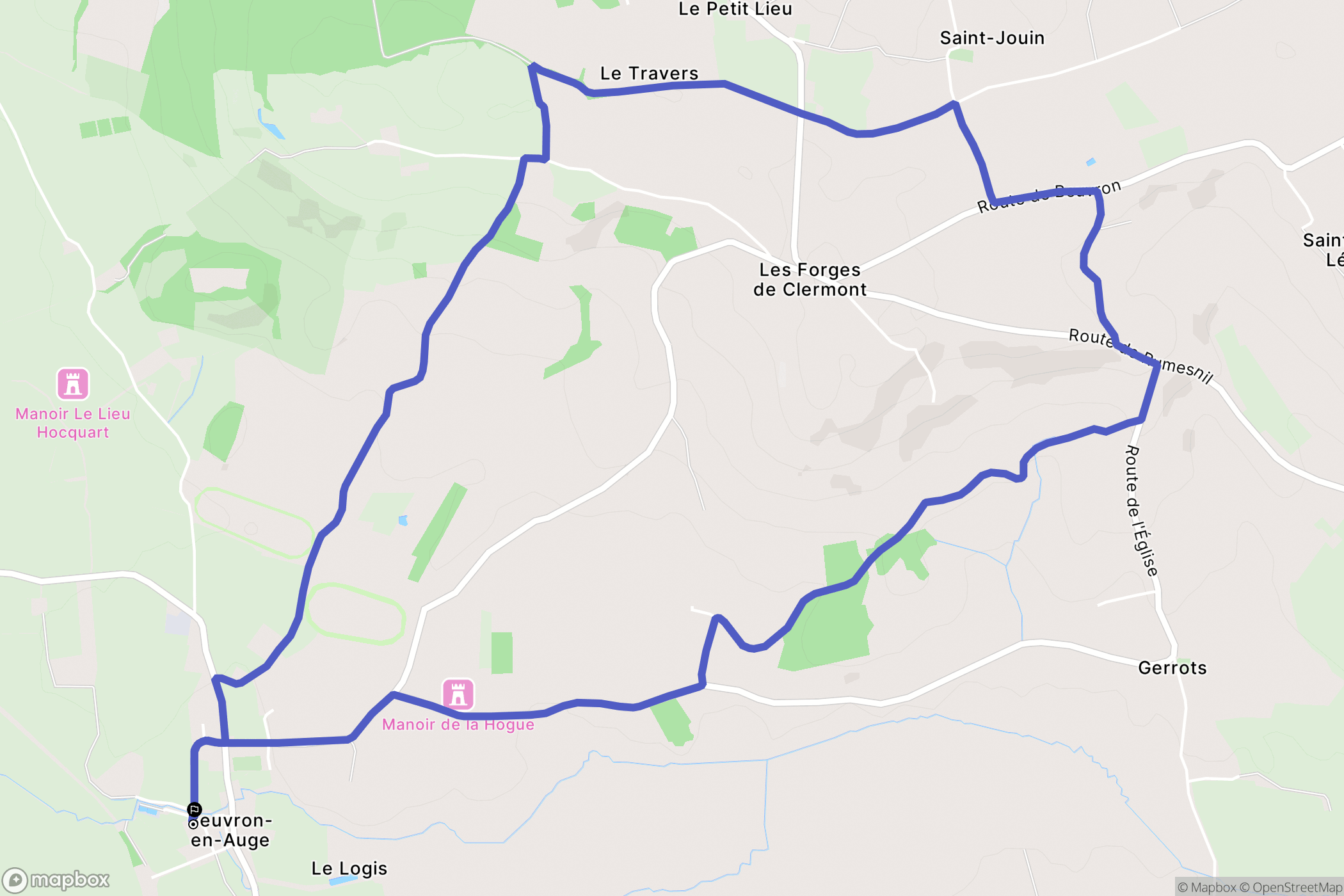 Beuvron-en-Auge : carte du parcours de randonnée - France