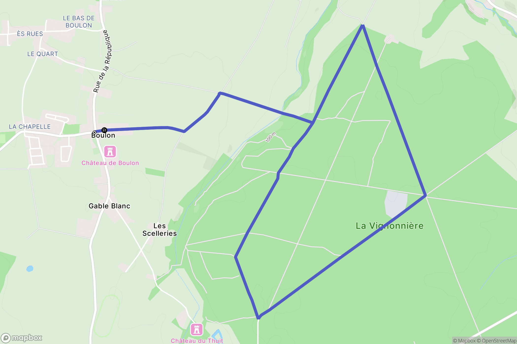 Boulon : carte du parcours de randonnée - France