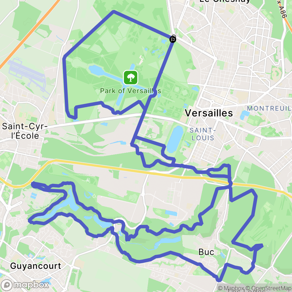 Versailles : carte du parcours de randonnée - France