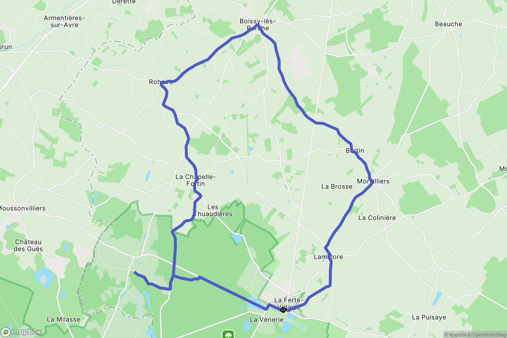 La Ferté-Vidame : carte du parcours de randonnée - France