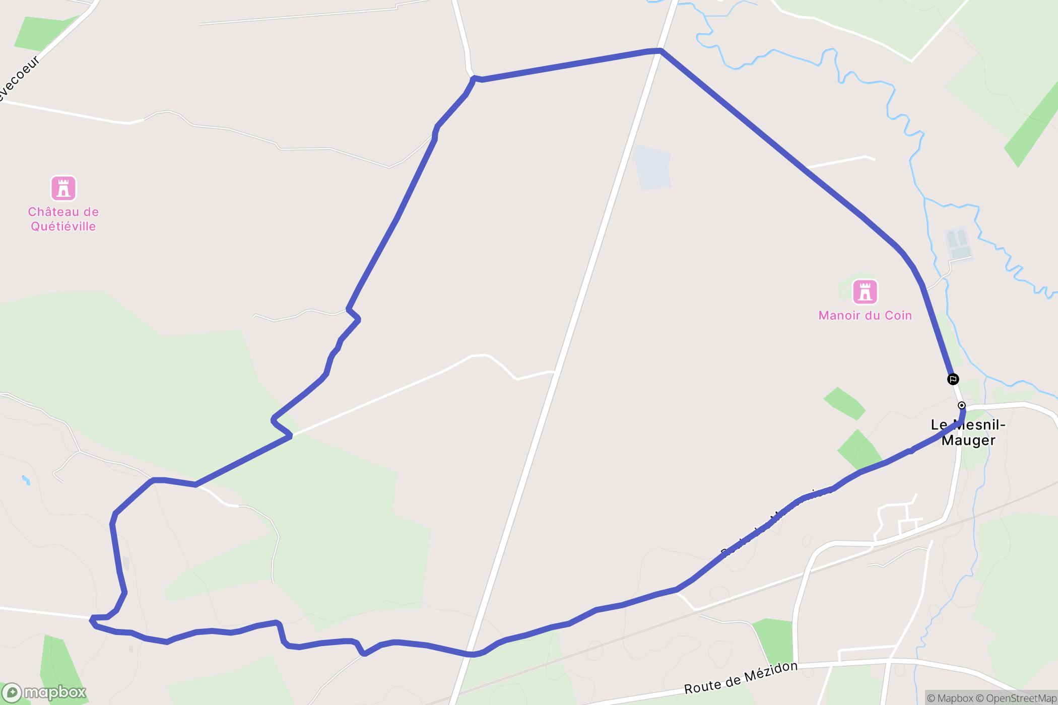 Mézidon Vallée d'Auge : carte du parcours de randonnée - France