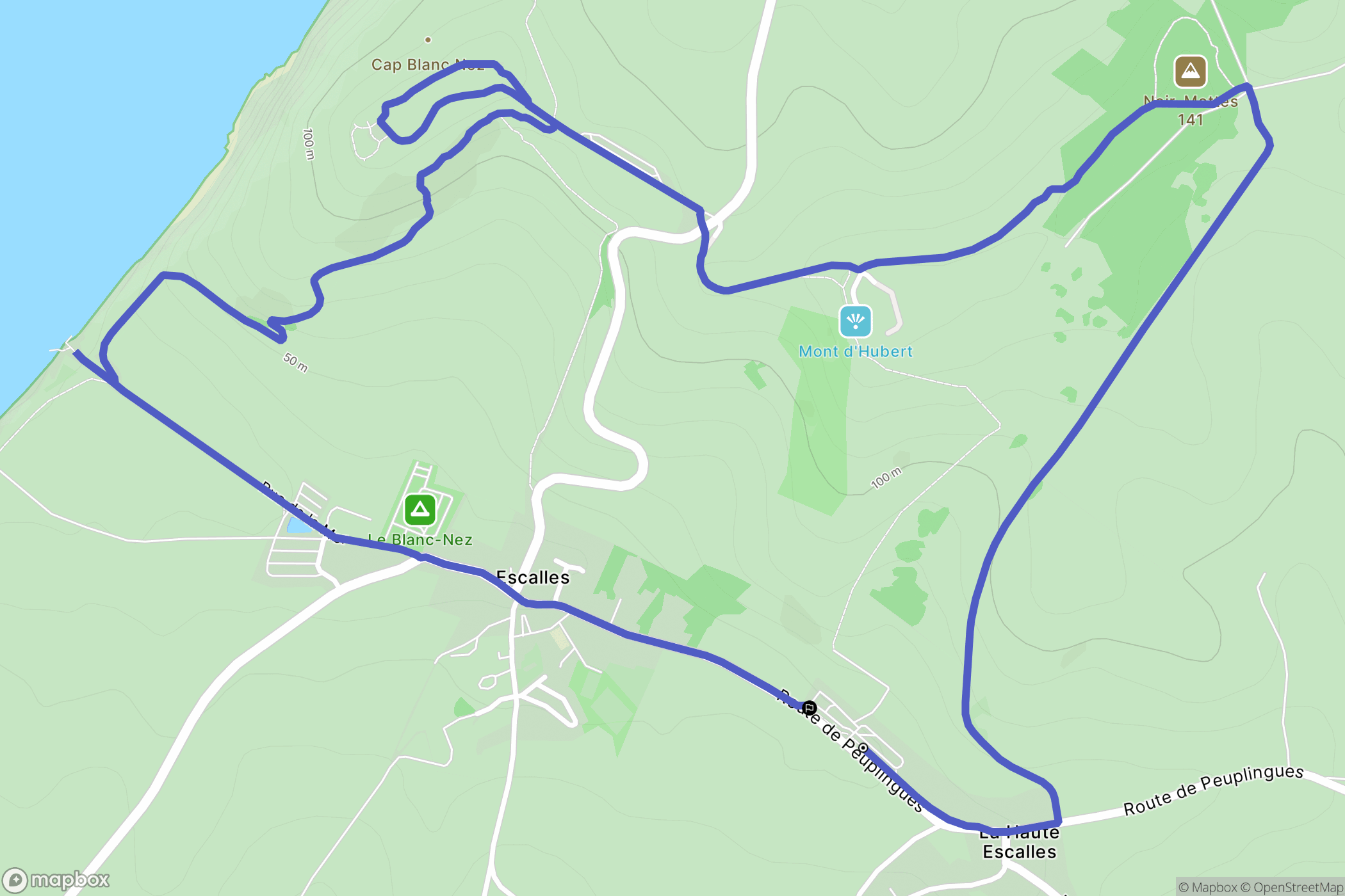 Escalles : carte du parcours de randonnée - France