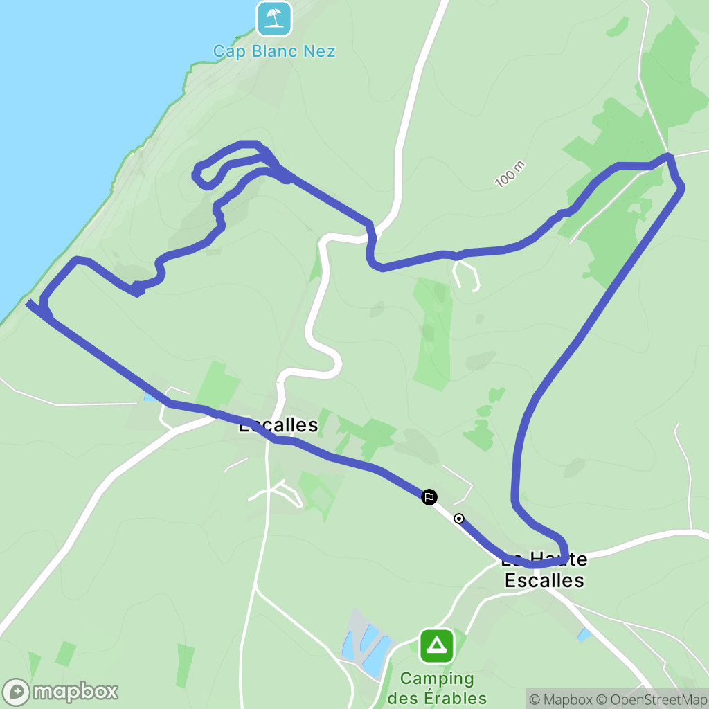 Escalles : carte du parcours de randonnée - France