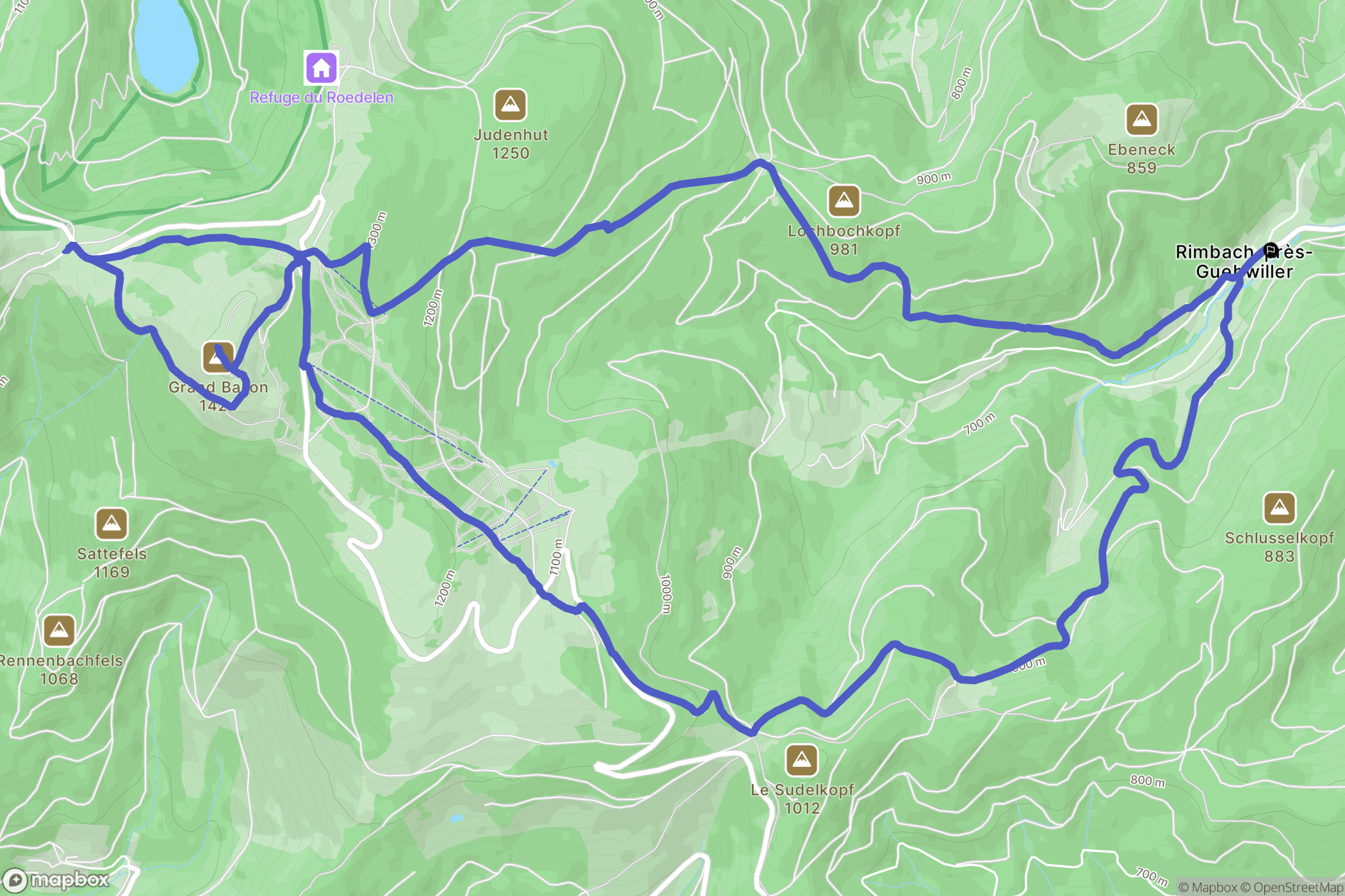 Rimbach-prés-Guebwiller : carte du parcours de randonnée - France
