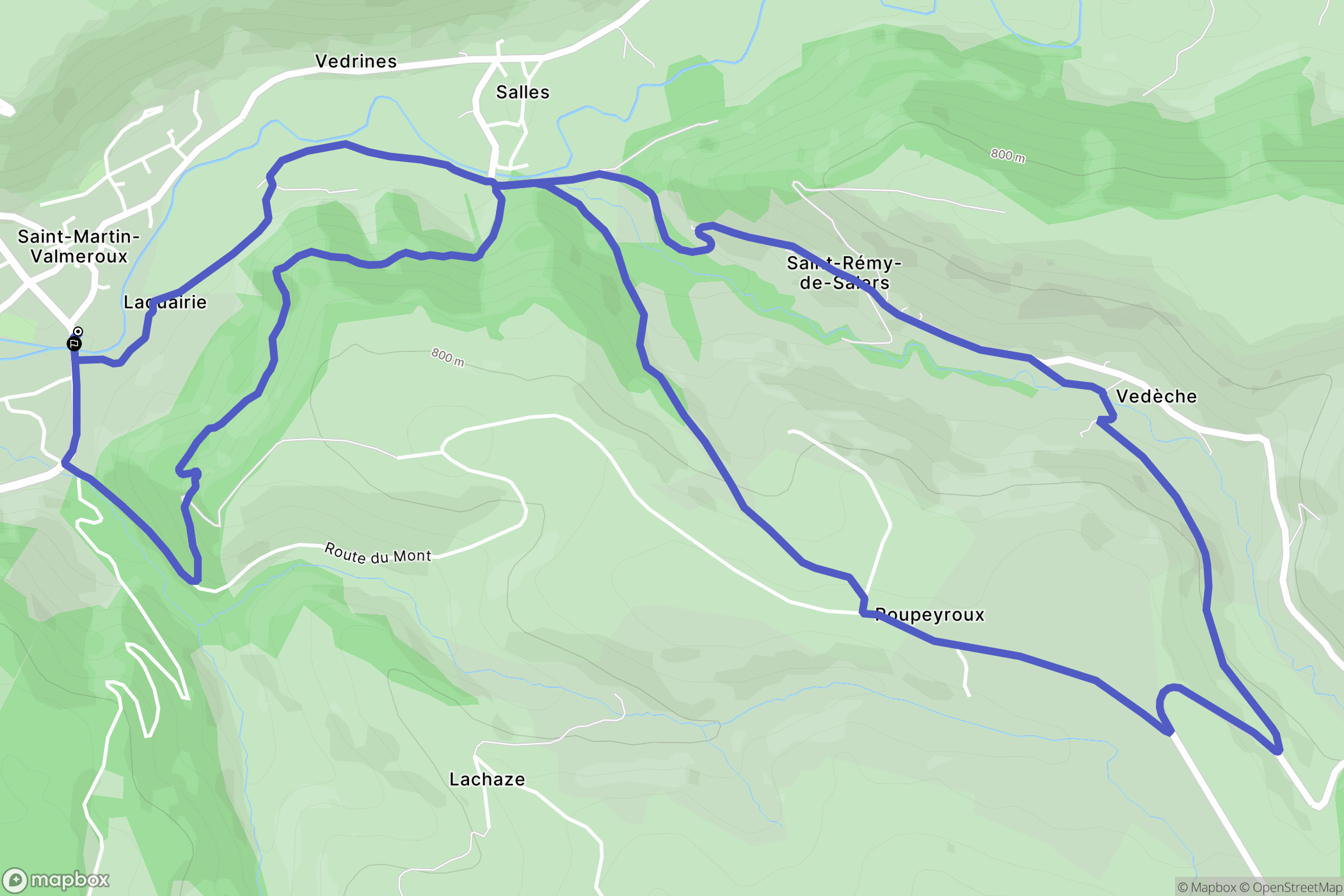 Saint-Martin-Valmeroux : carte du parcours de randonnée - France