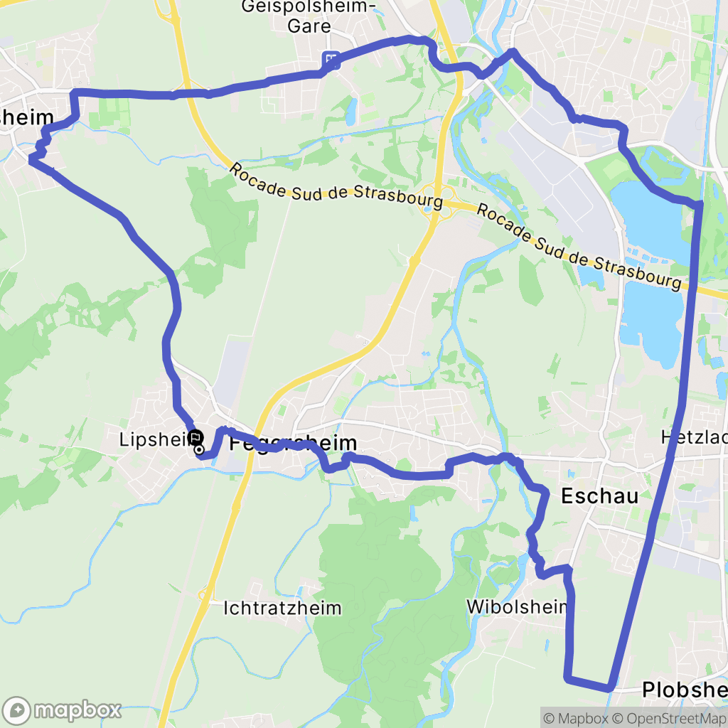 Lipsheim : carte du parcours de randonnée - France