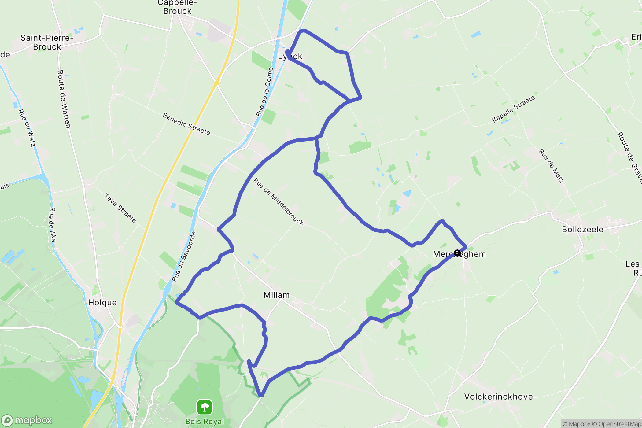 Merckeghem : carte du parcours de randonnée - France