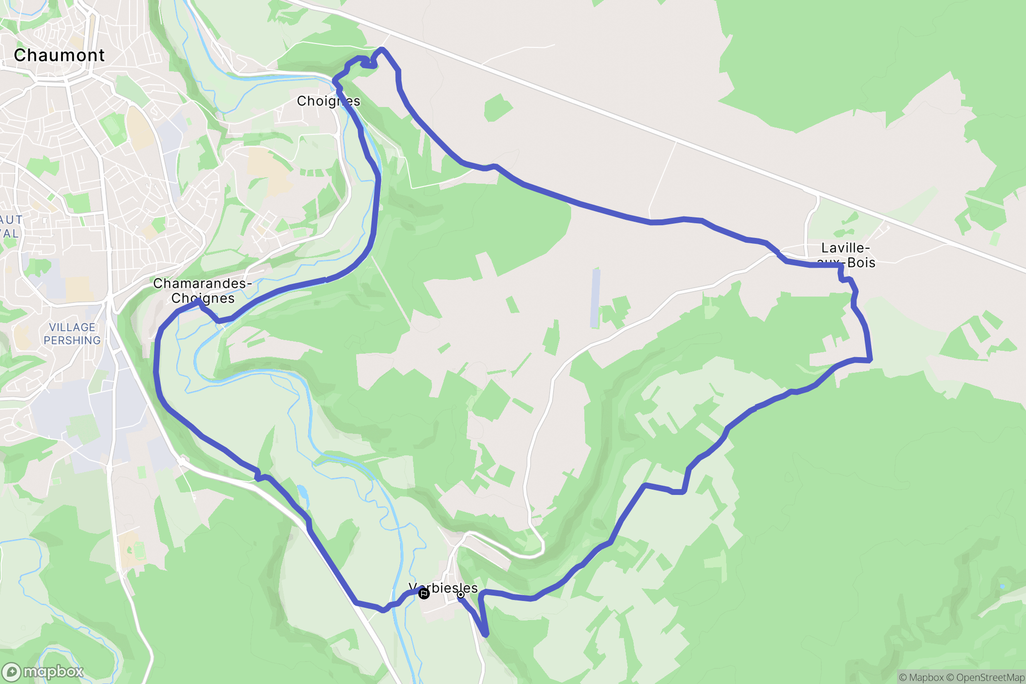 Verbiesles : carte du parcours de randonnée - France