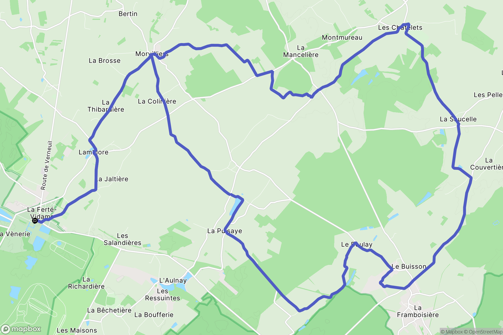 La Ferté-Vidame : carte du parcours de randonnée - France
