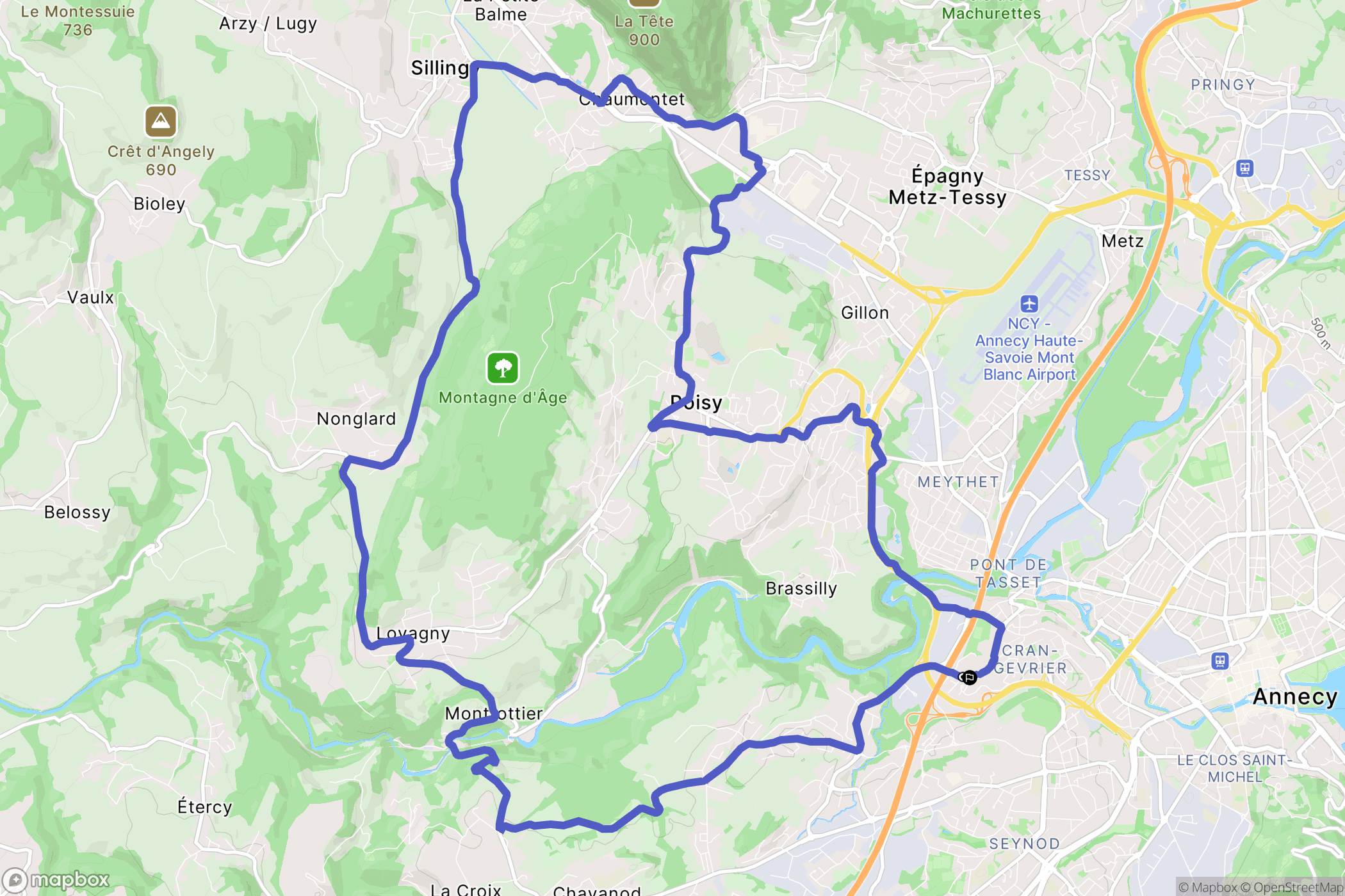 Annecy : carte du parcours de randonnée - France
