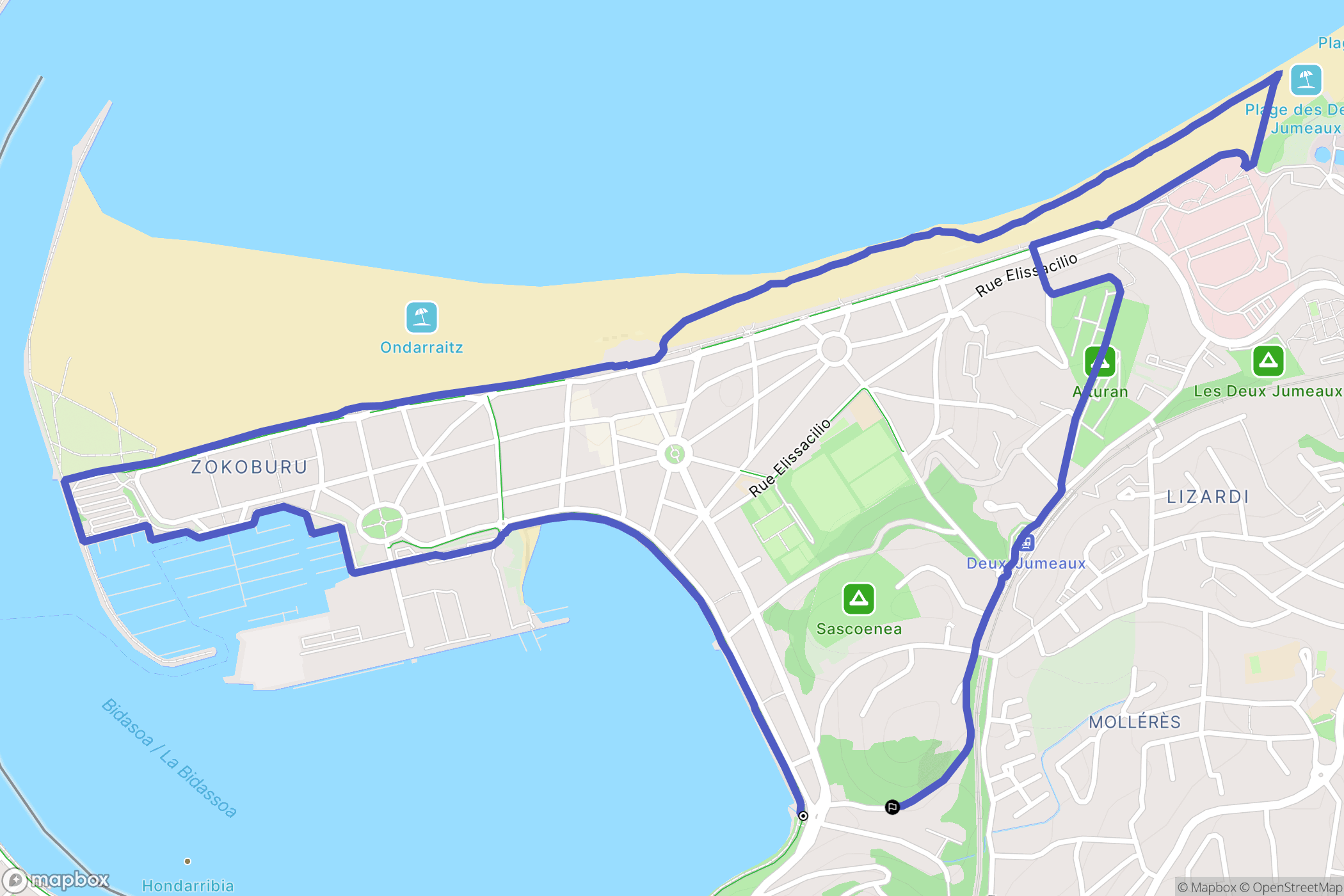 Hendaye : carte du parcours de randonnée - France