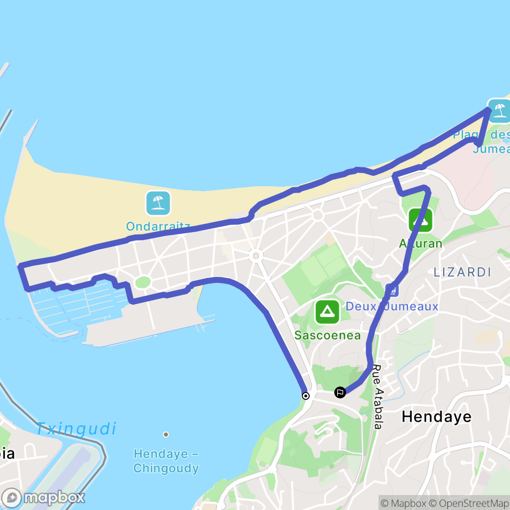Hendaye : carte du parcours de randonnée - France