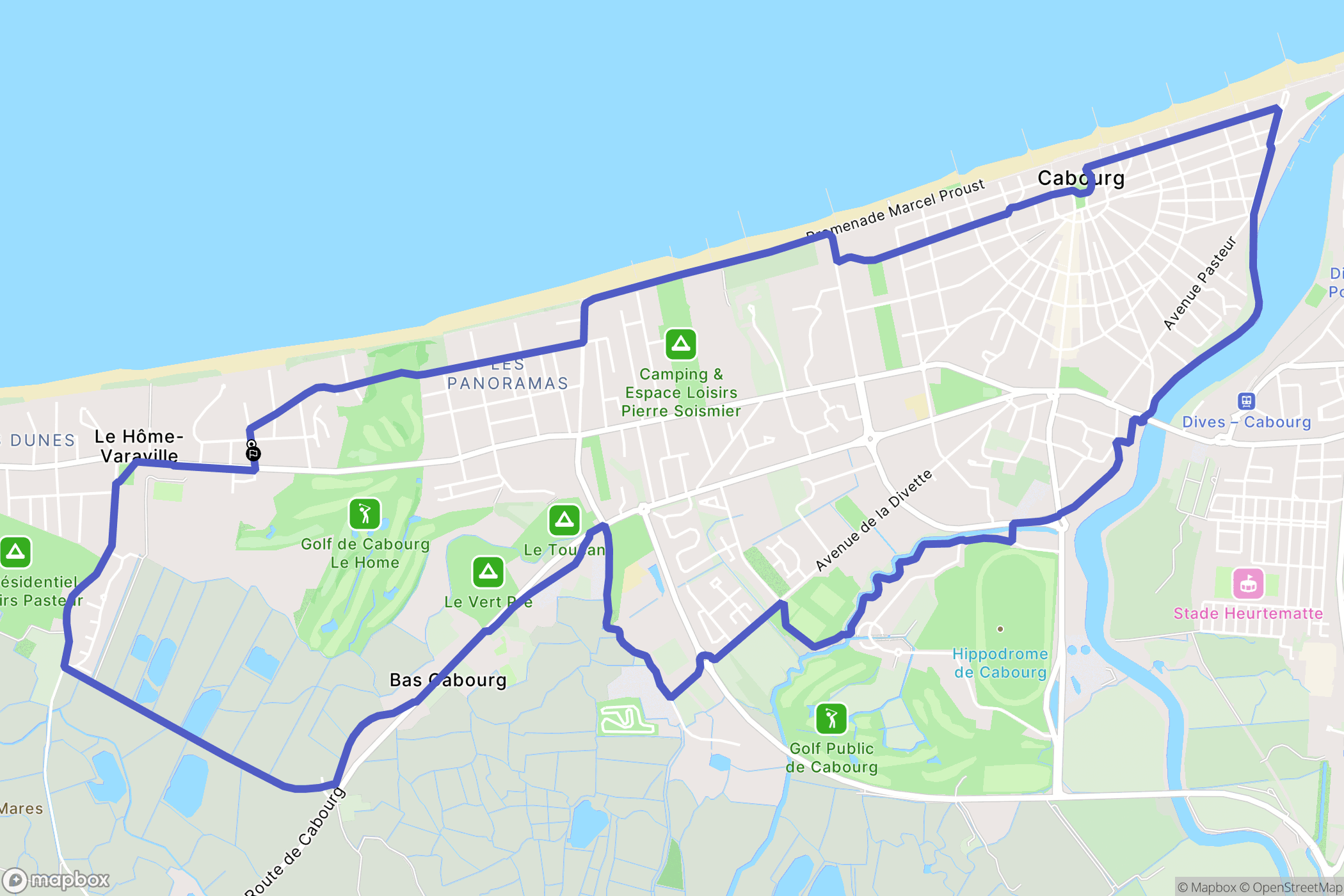 Varaville : carte du parcours de randonnée - France
