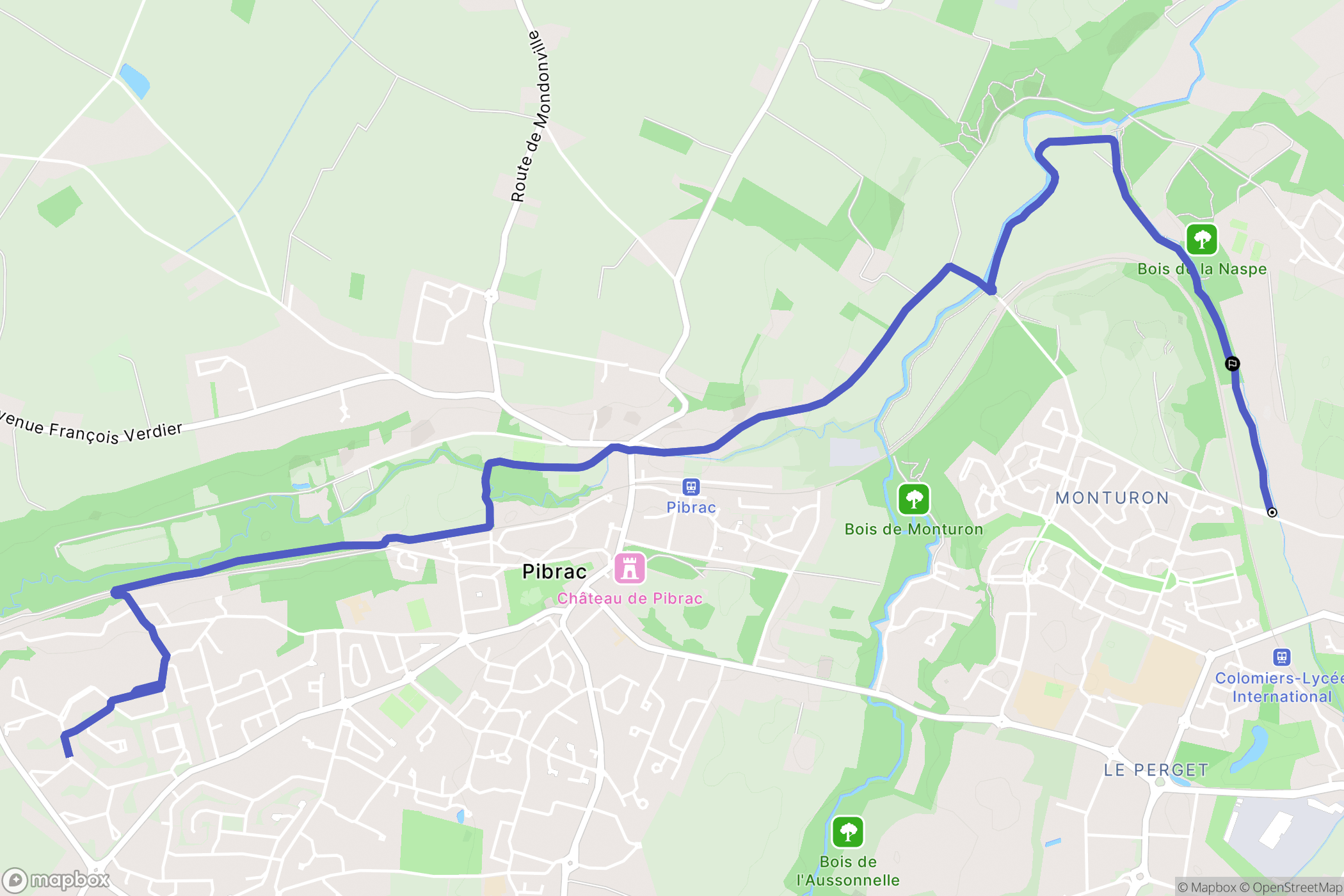 Colomiers : carte du parcours de randonnée - France