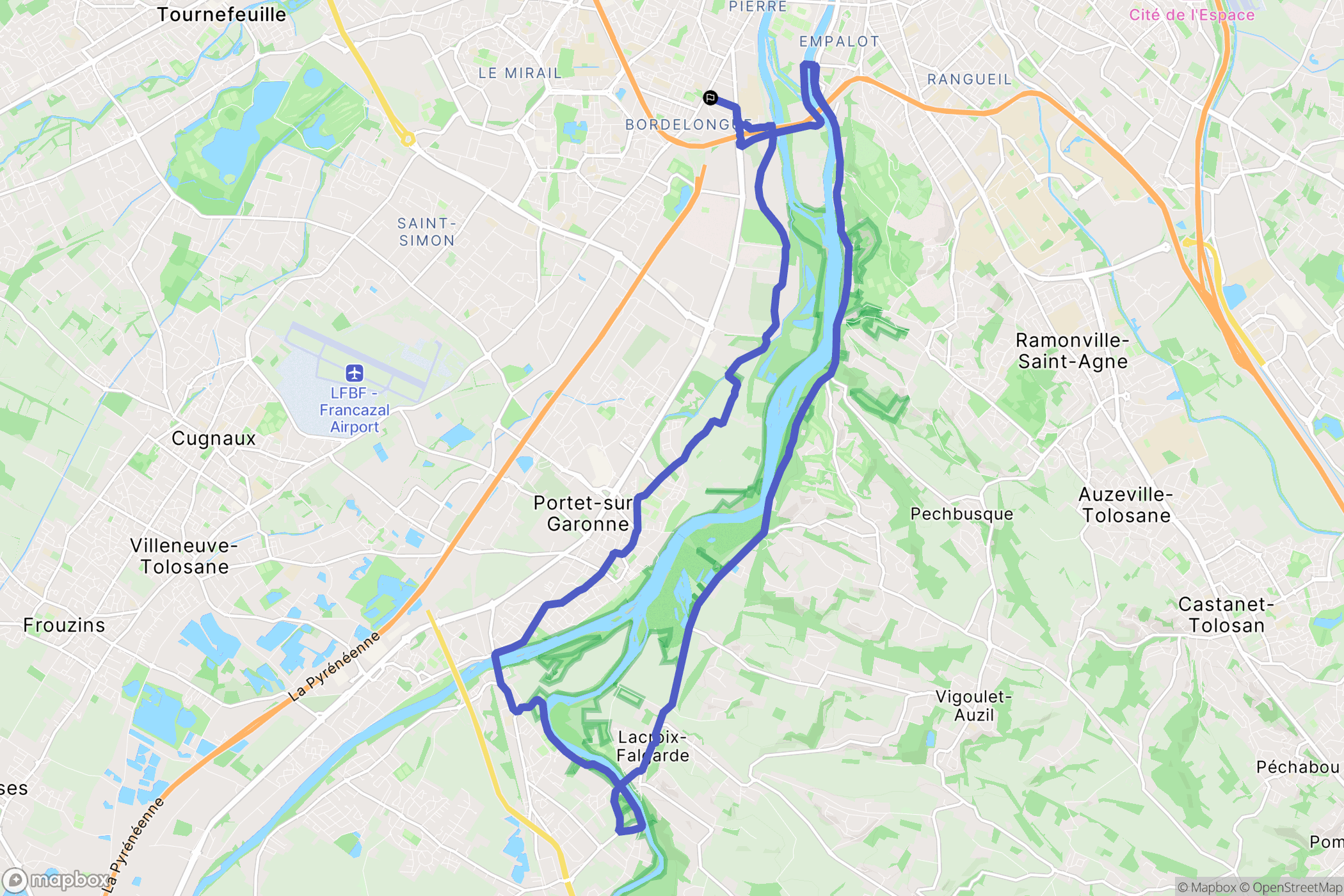 Toulouse : carte du parcours de randonnée - France