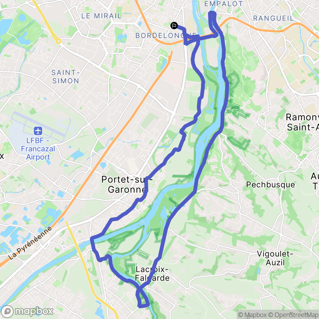 Toulouse : carte du parcours de randonnée - France