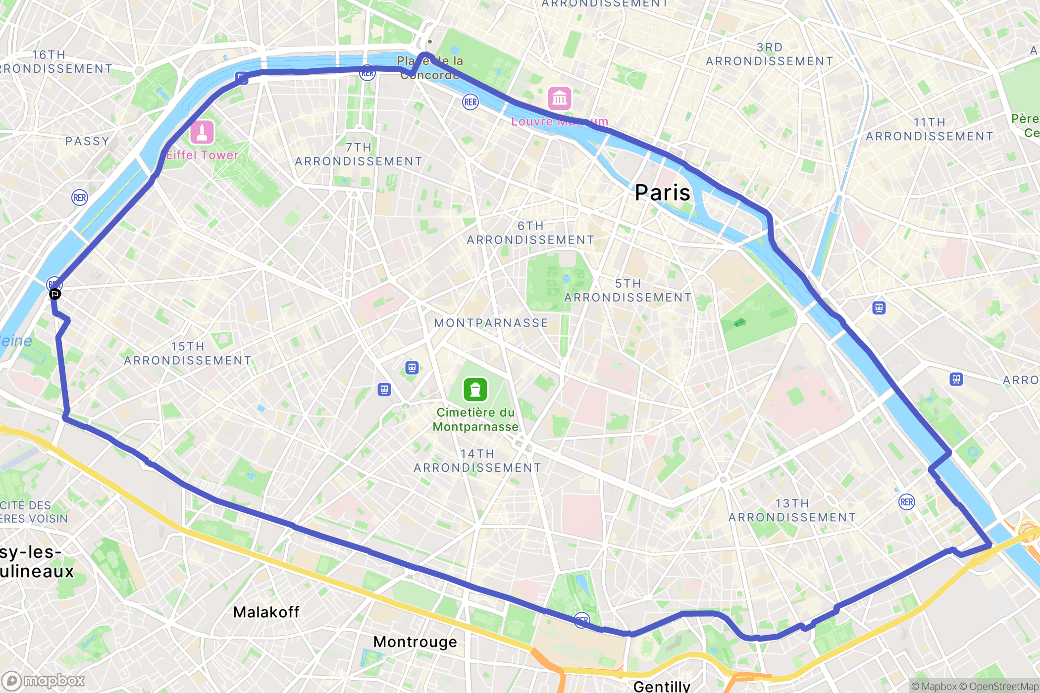 Paris : carte du parcours de randonnée - France