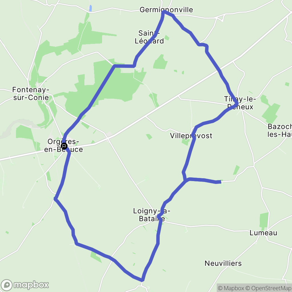 Orgères-en-Beauce : carte du parcours de randonnée - France