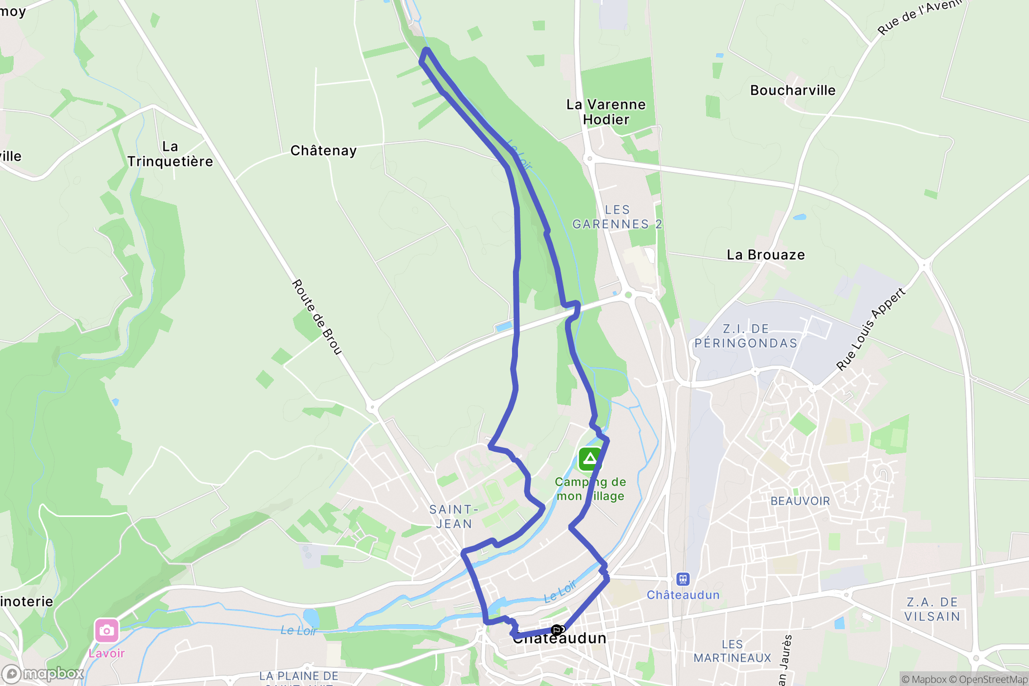 Châteaudun : carte du parcours de randonnée - France