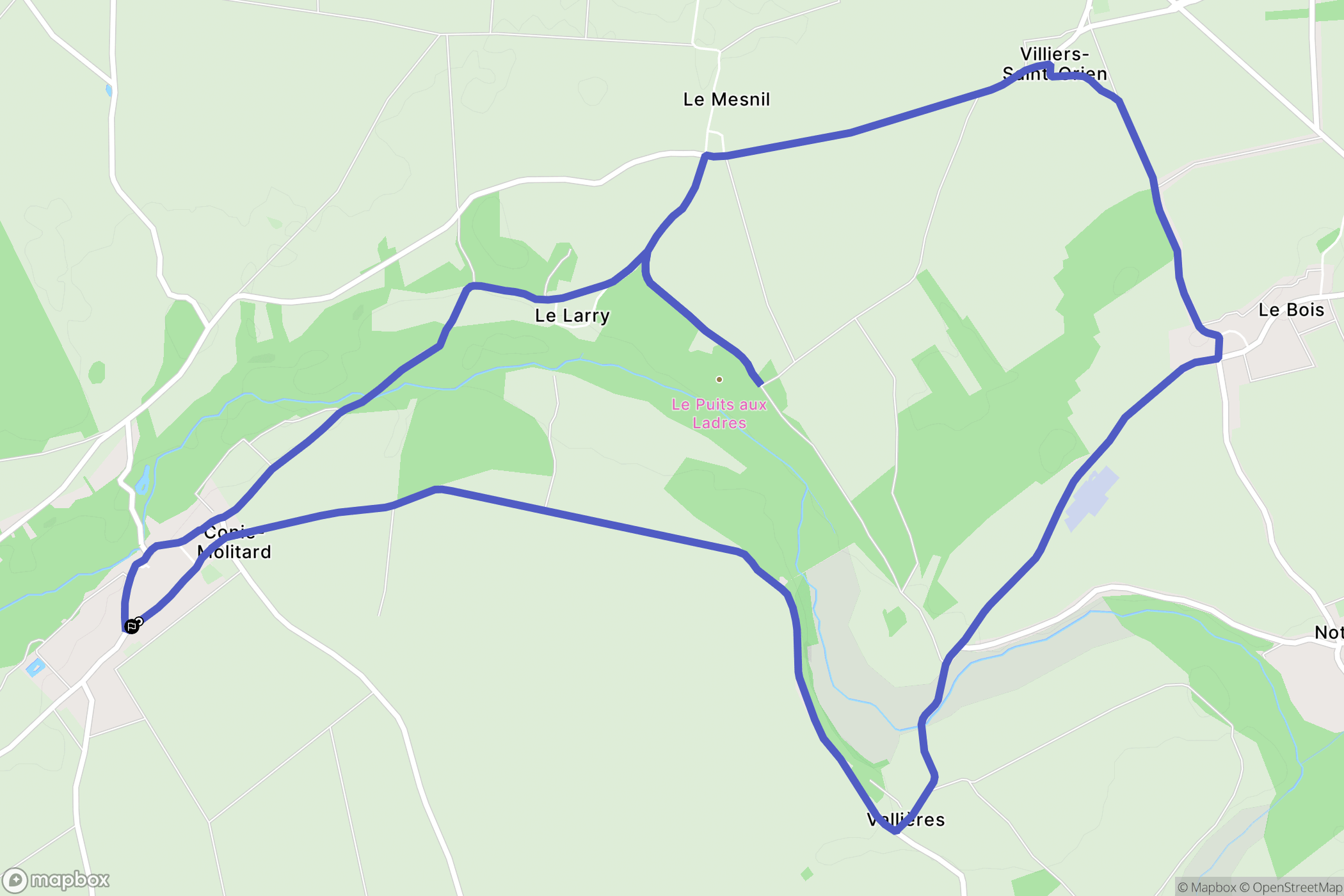 Conie-Molitard : carte du parcours de randonnée - France