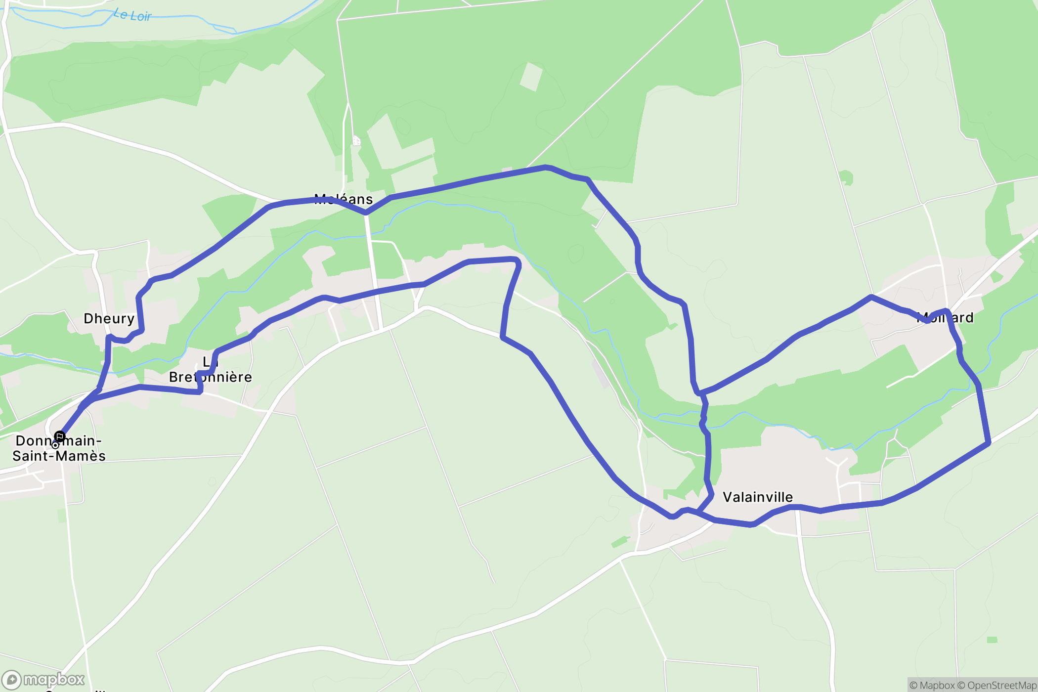 Donnemain-Saint-Mamès : carte du parcours de randonnée - France