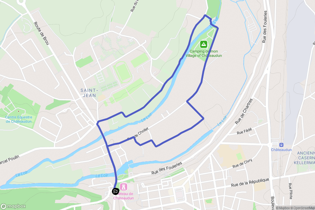 Châteaudun : carte du parcours de randonnée - France
