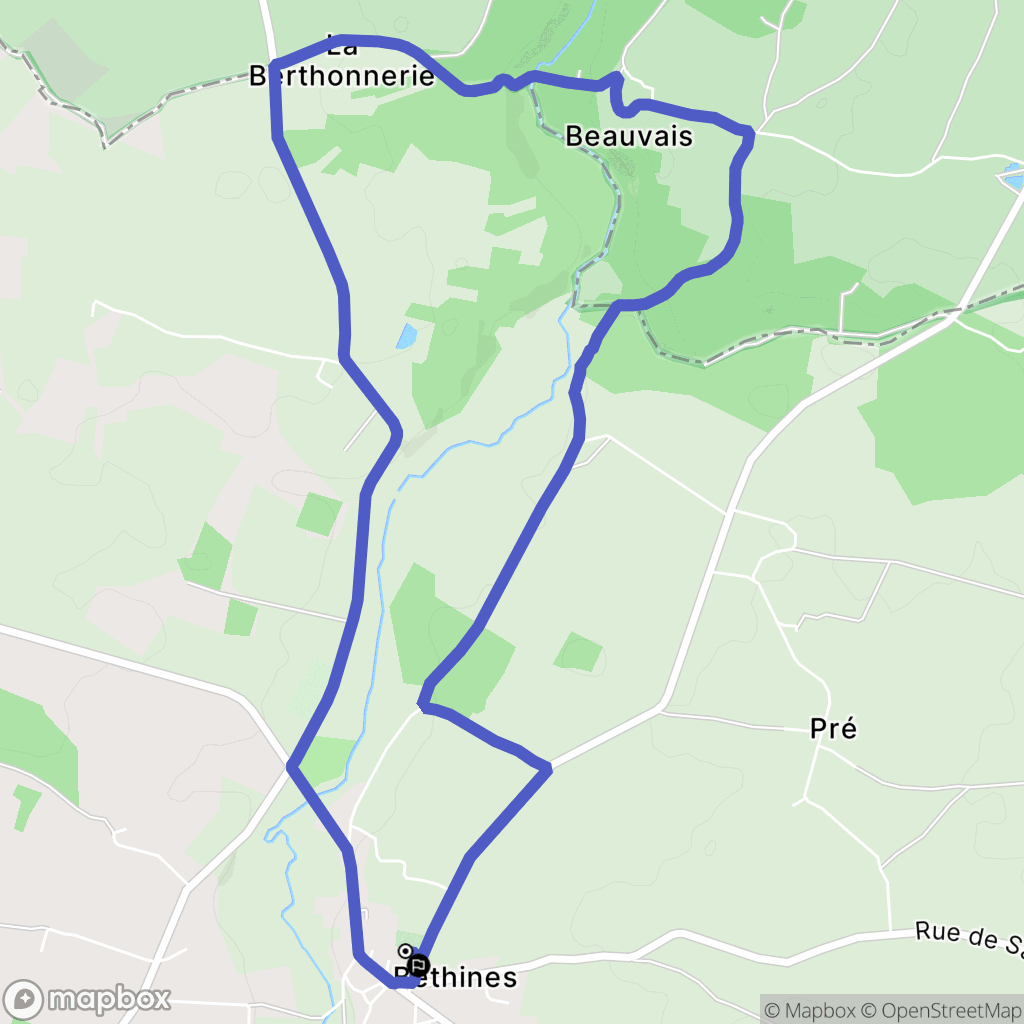 Béthines : carte du parcours de randonnée - France