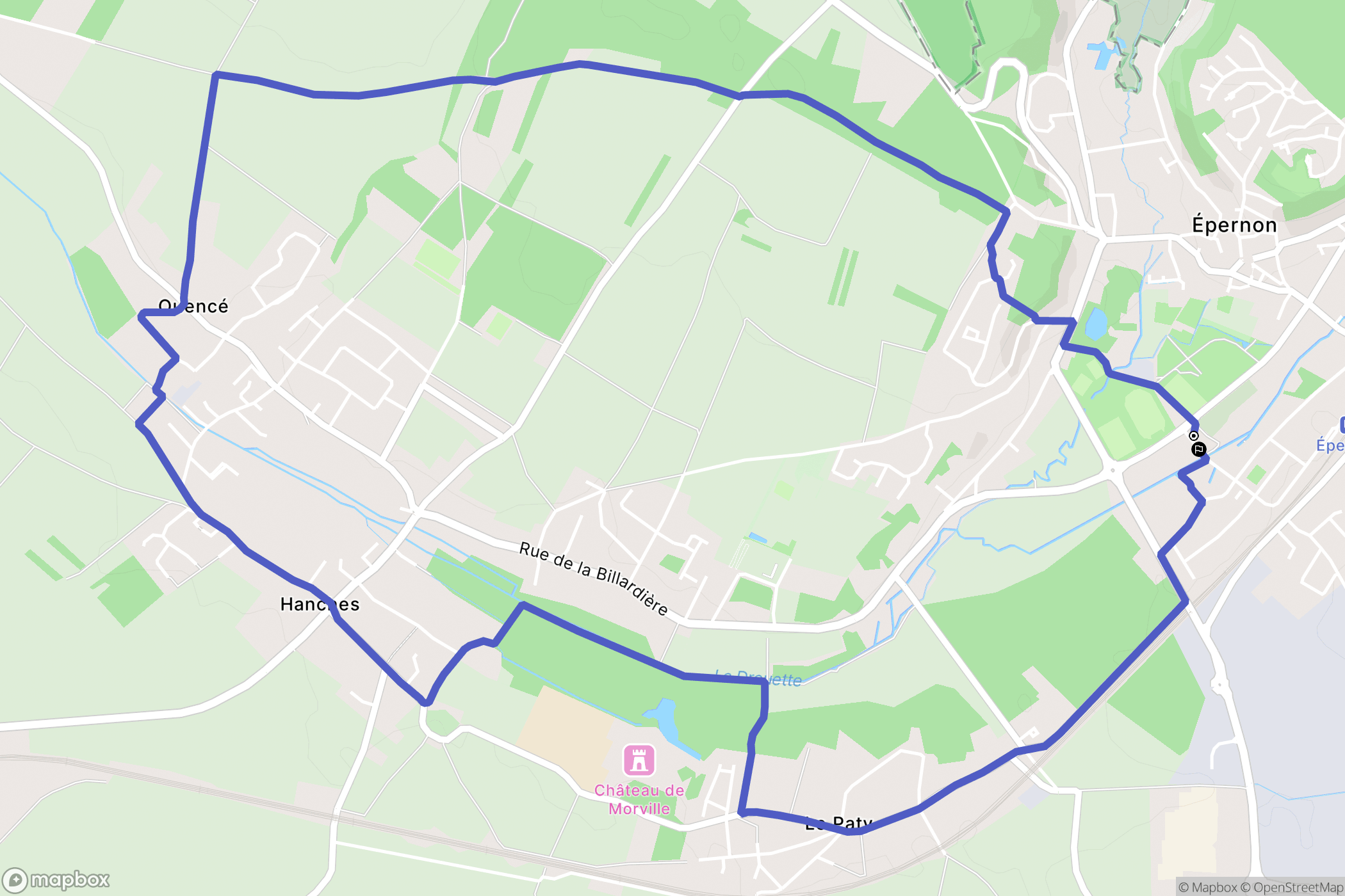 Épernon : carte du parcours de randonnée - France