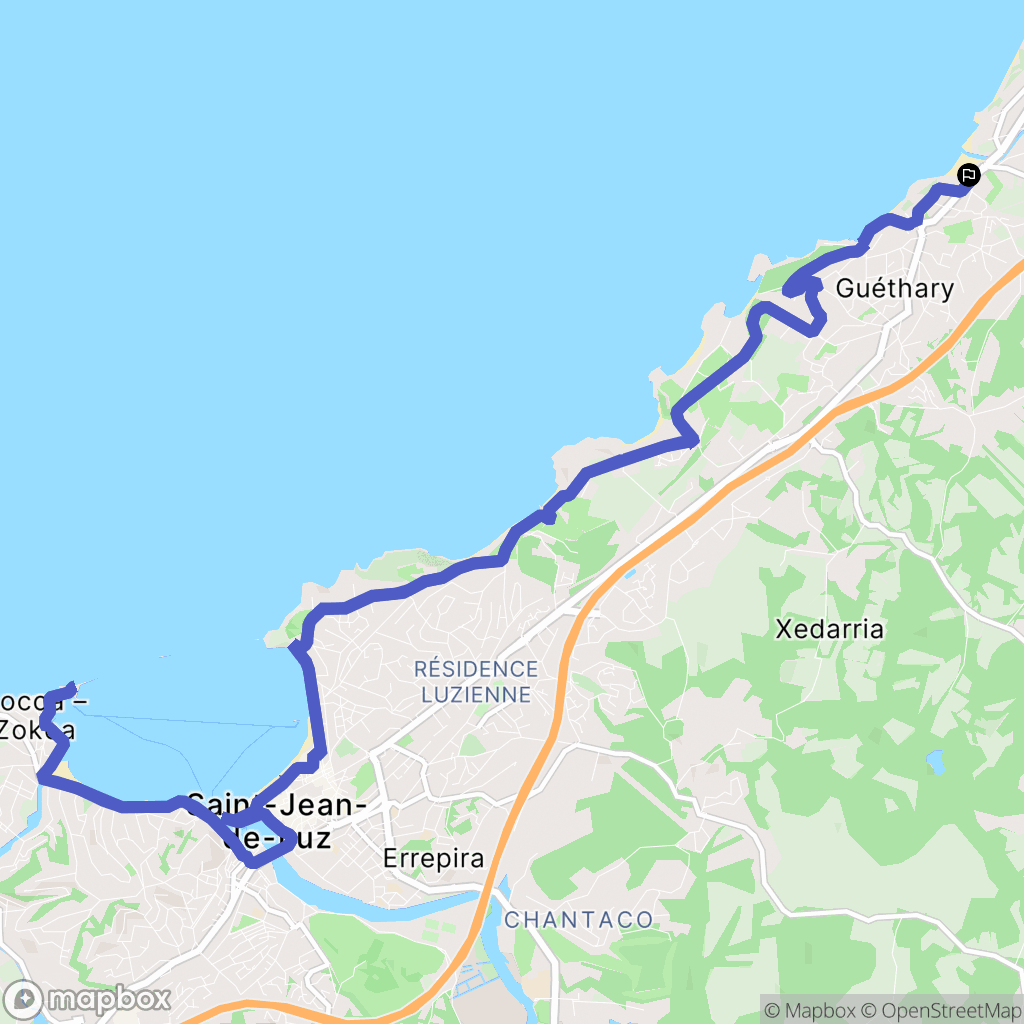 Bidart : carte du parcours de randonnée - France