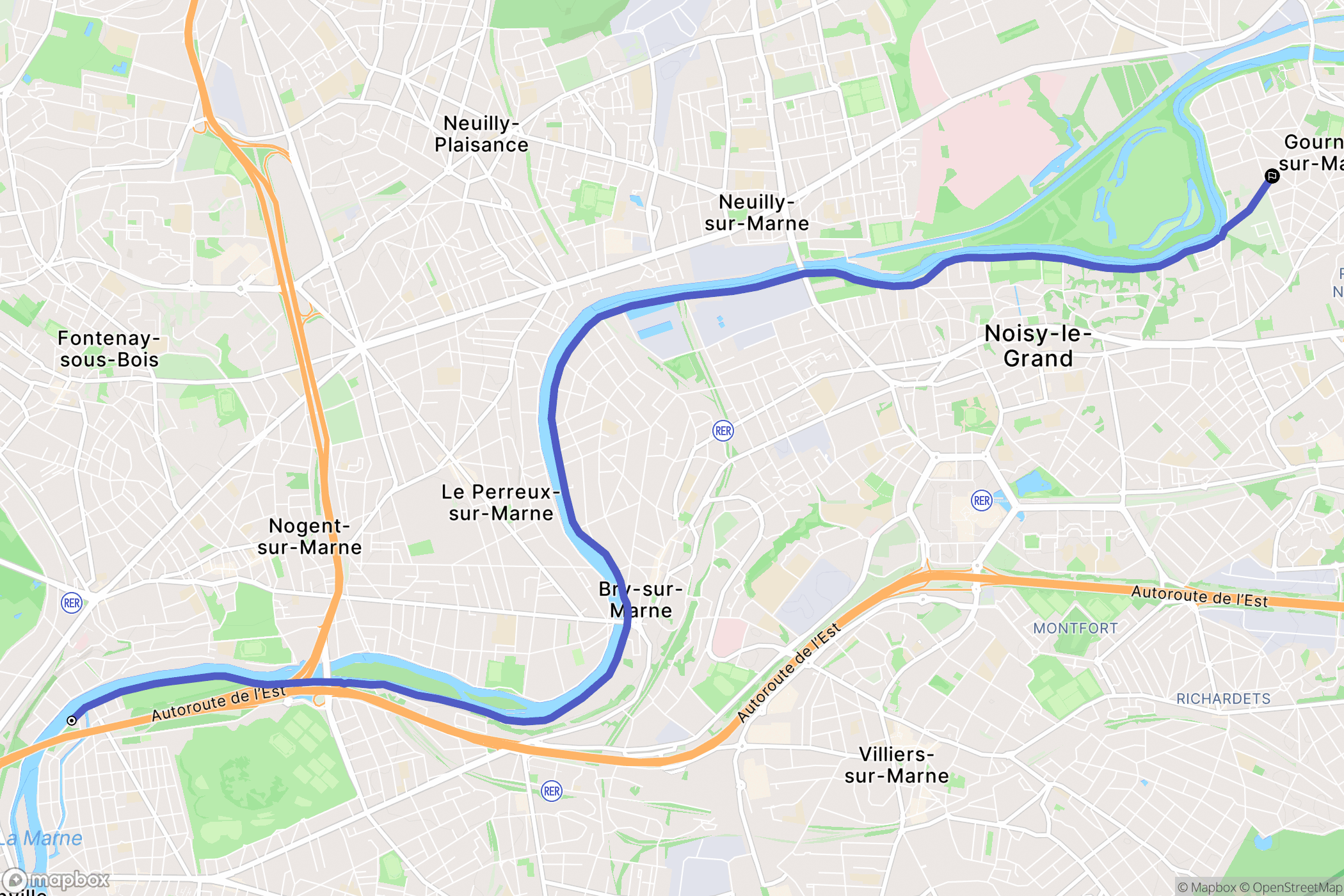 Joinville-le-Pont : carte du parcours de randonnée - France