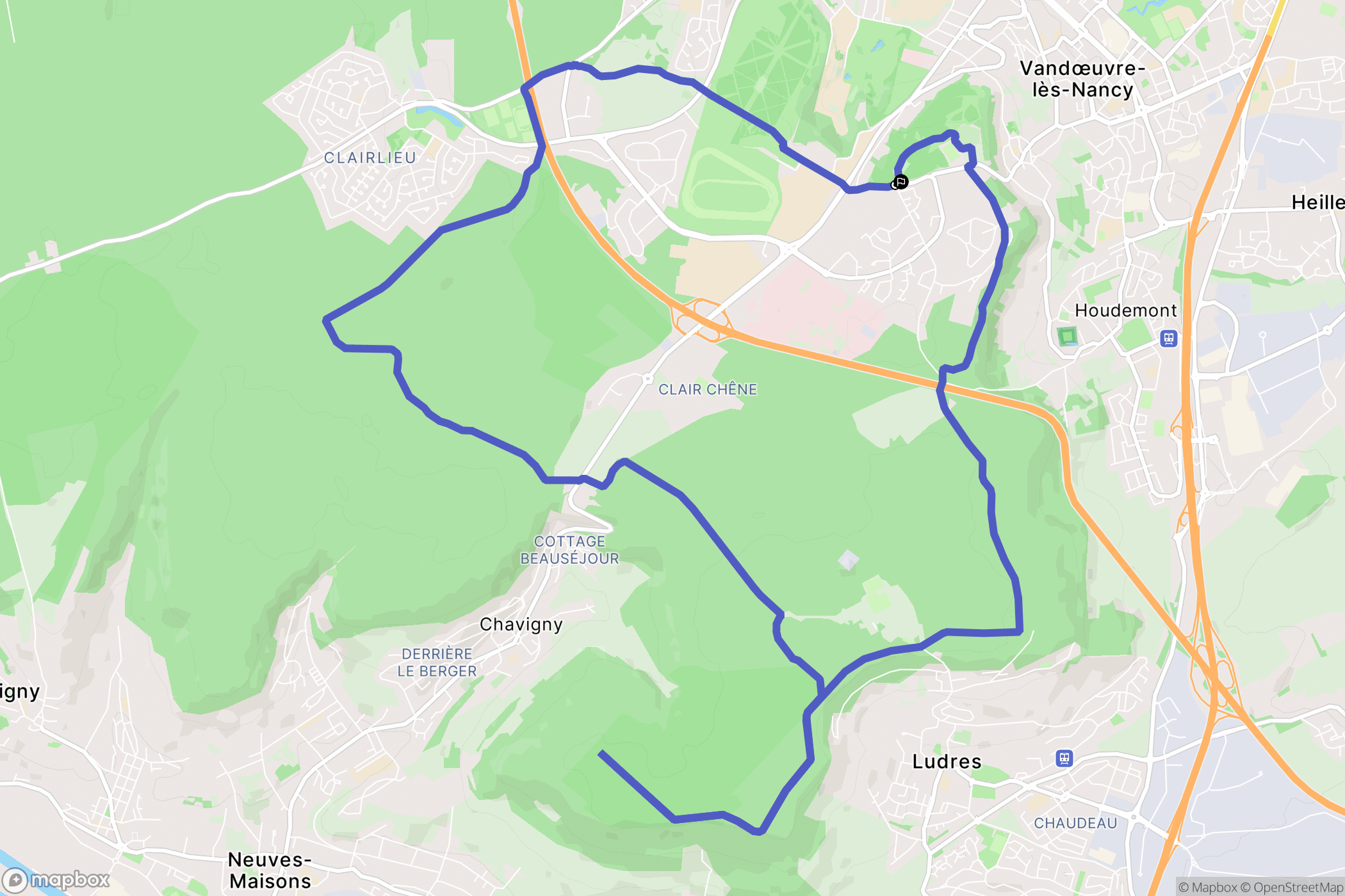 Vandœuvre-lès-Nancy : carte du parcours de randonnée - France