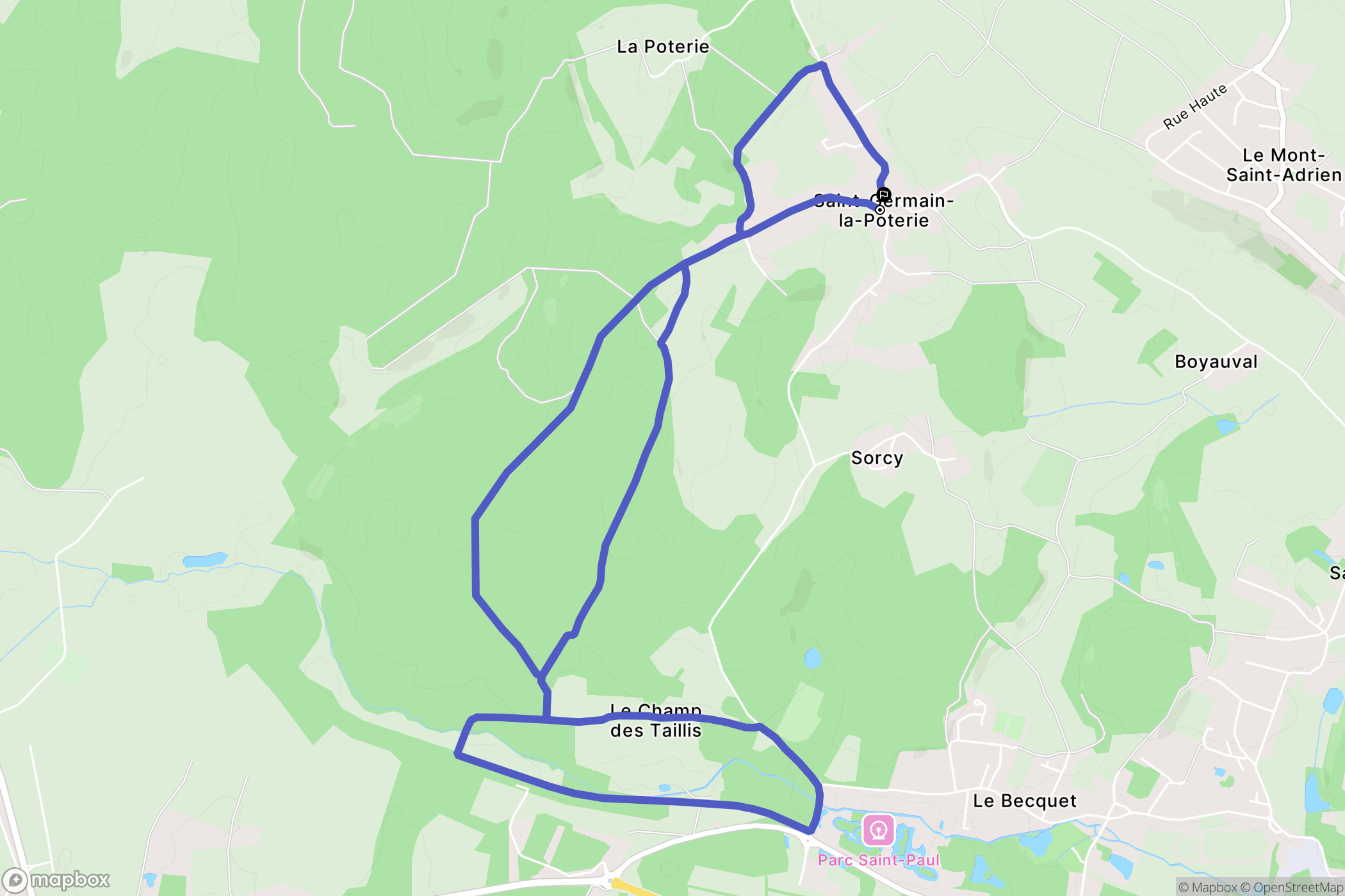 Saint-Germain-la-Poterie : carte du parcours de randonnée - France