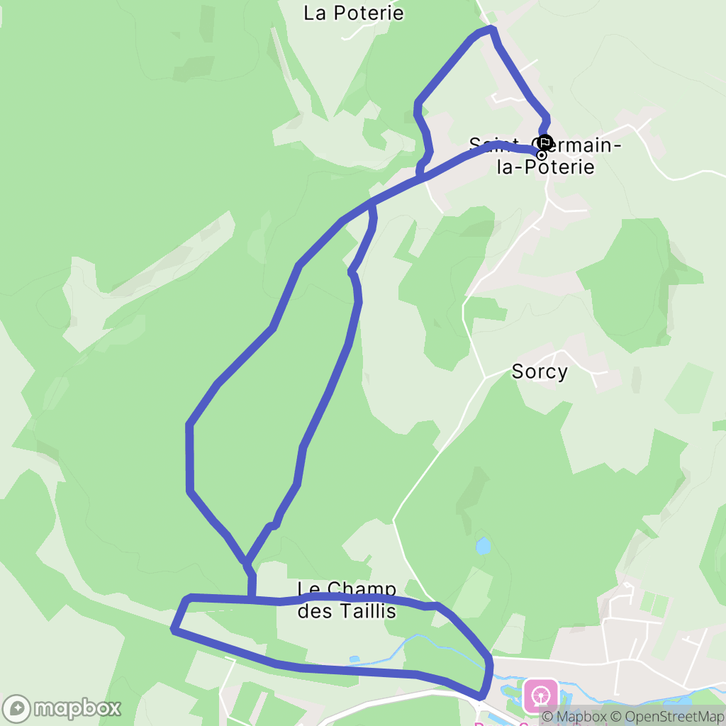 Saint-Germain-la-Poterie : carte du parcours de randonnée - France