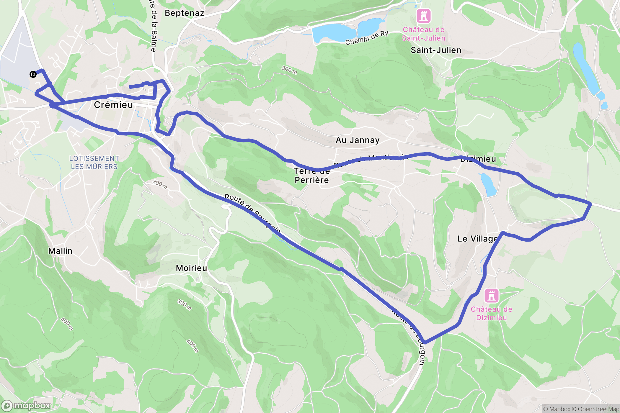 Crémieu : carte du parcours de randonnée - France
