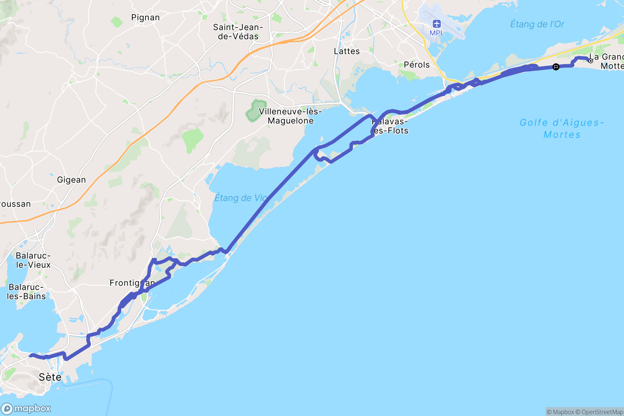 La Grande-Motte : carte du parcours de randonnée - France