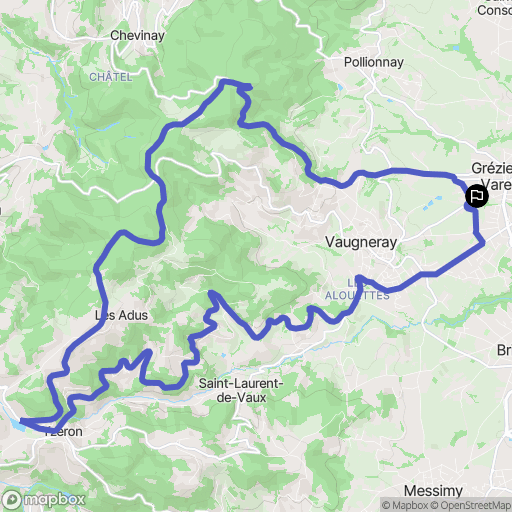 Grézieu-la-Varenne : carte du parcours de randonnée - France