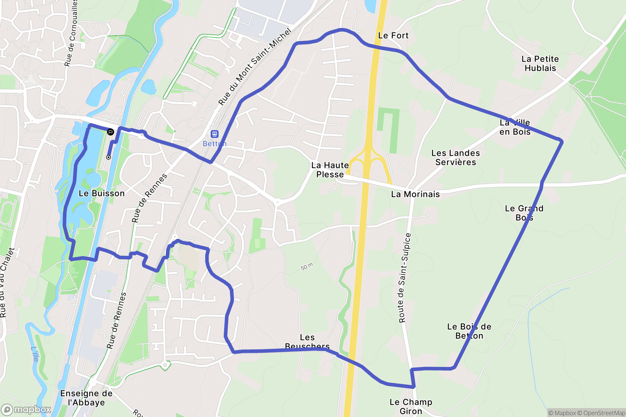 Betton : carte du parcours de randonnée - France