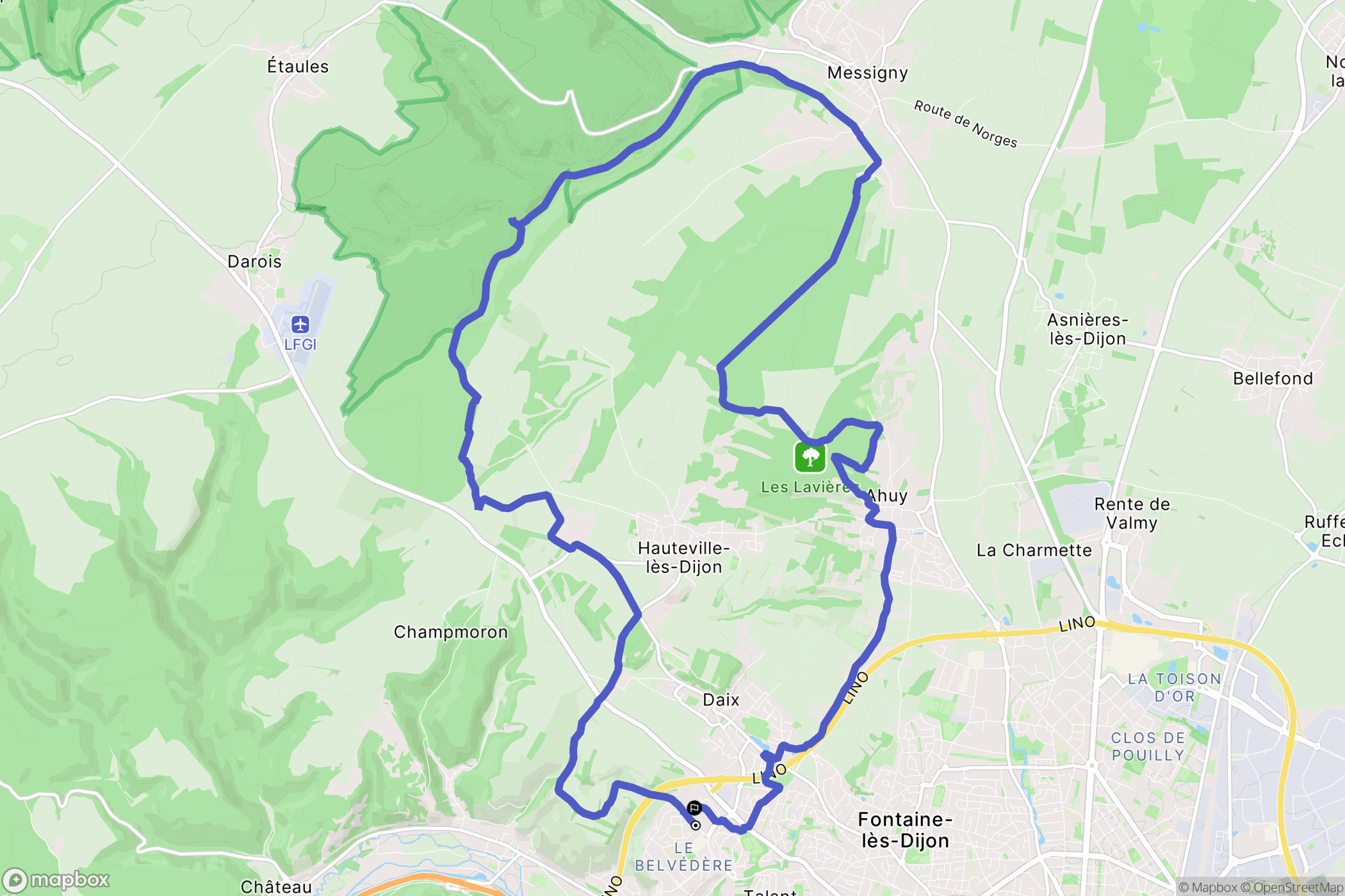 Talant : carte du parcours de randonnée - France