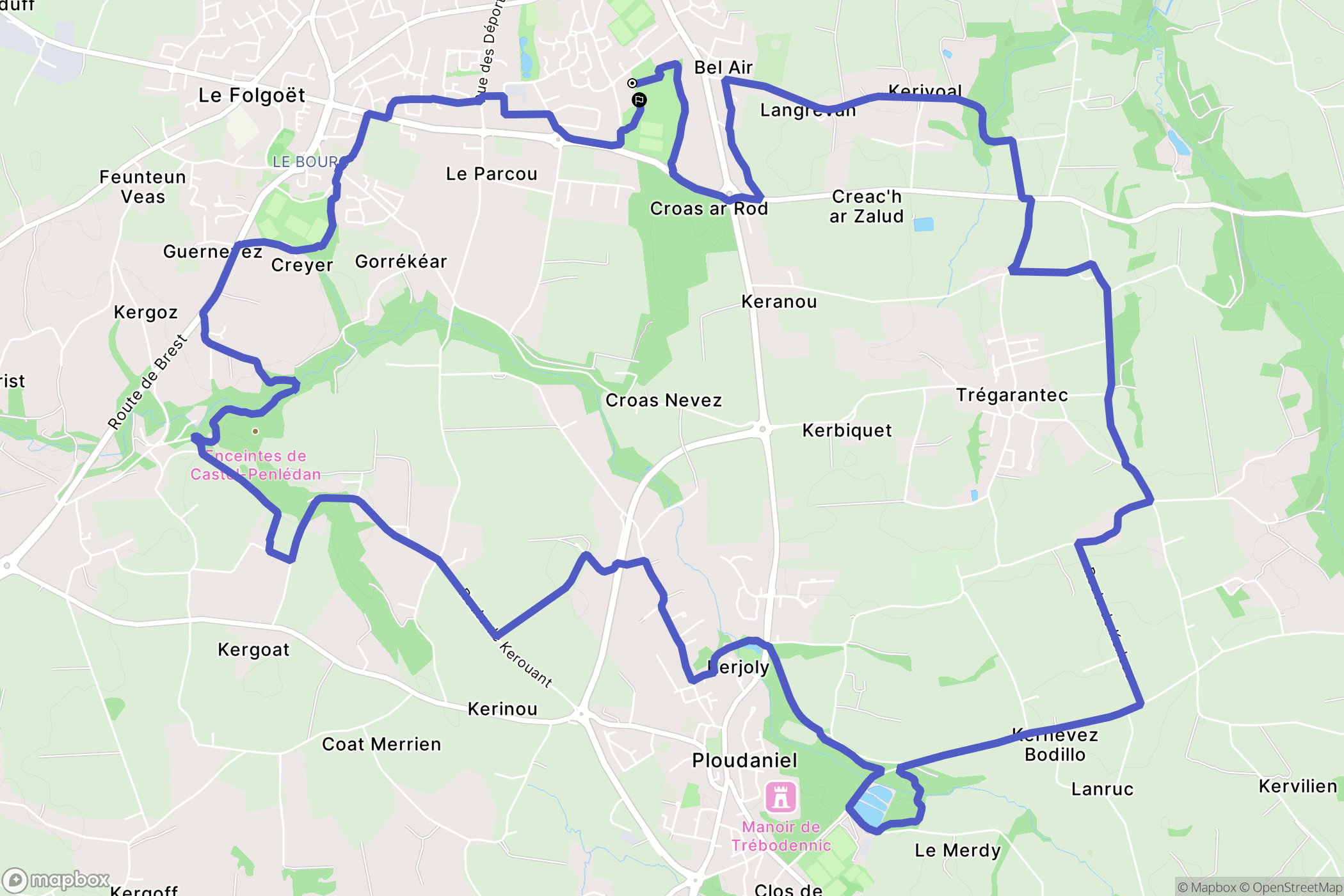 Lesneven : carte du parcours de randonnée - France
