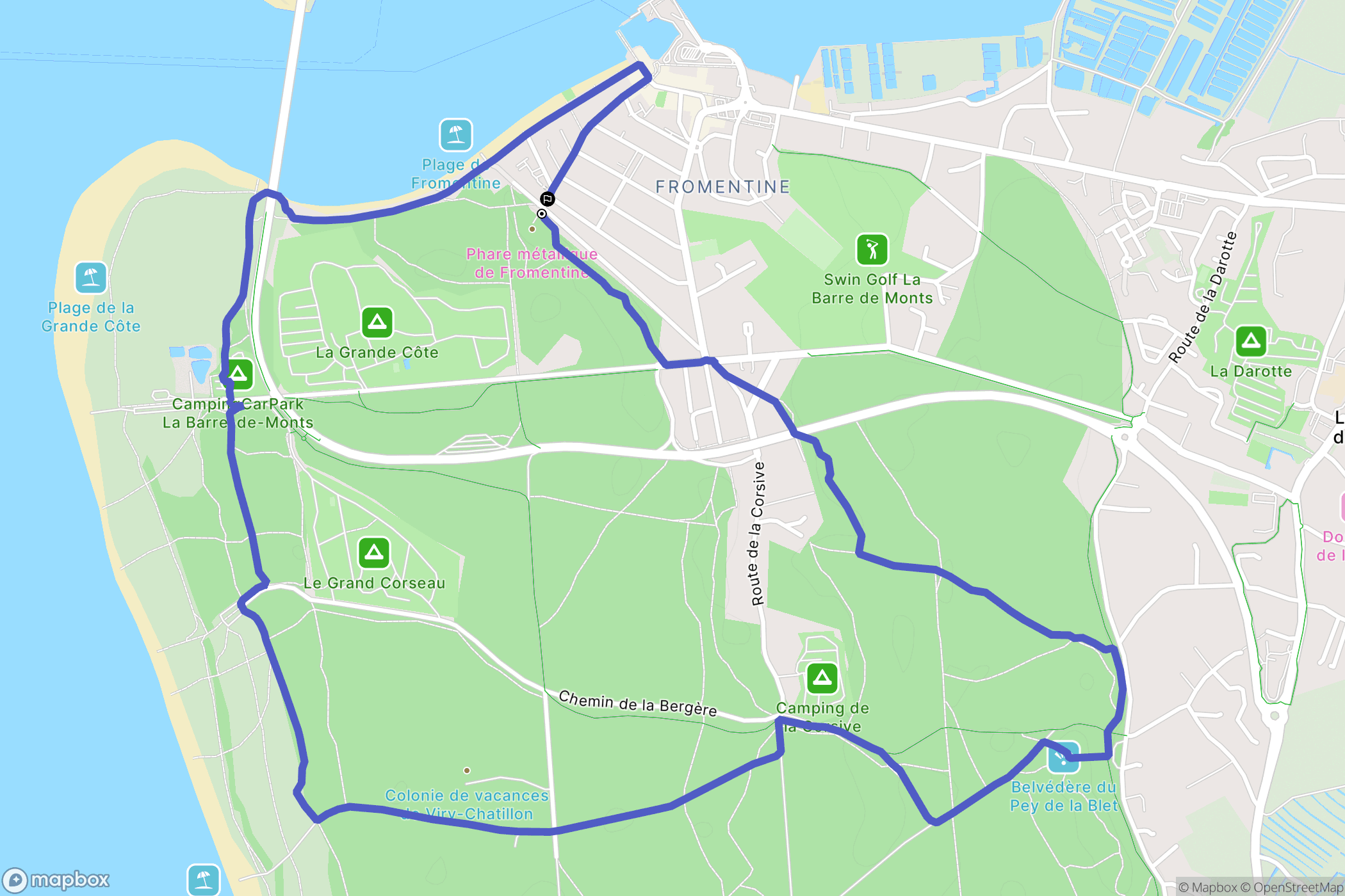 La Barre-de-Monts : carte du parcours de randonnée - France