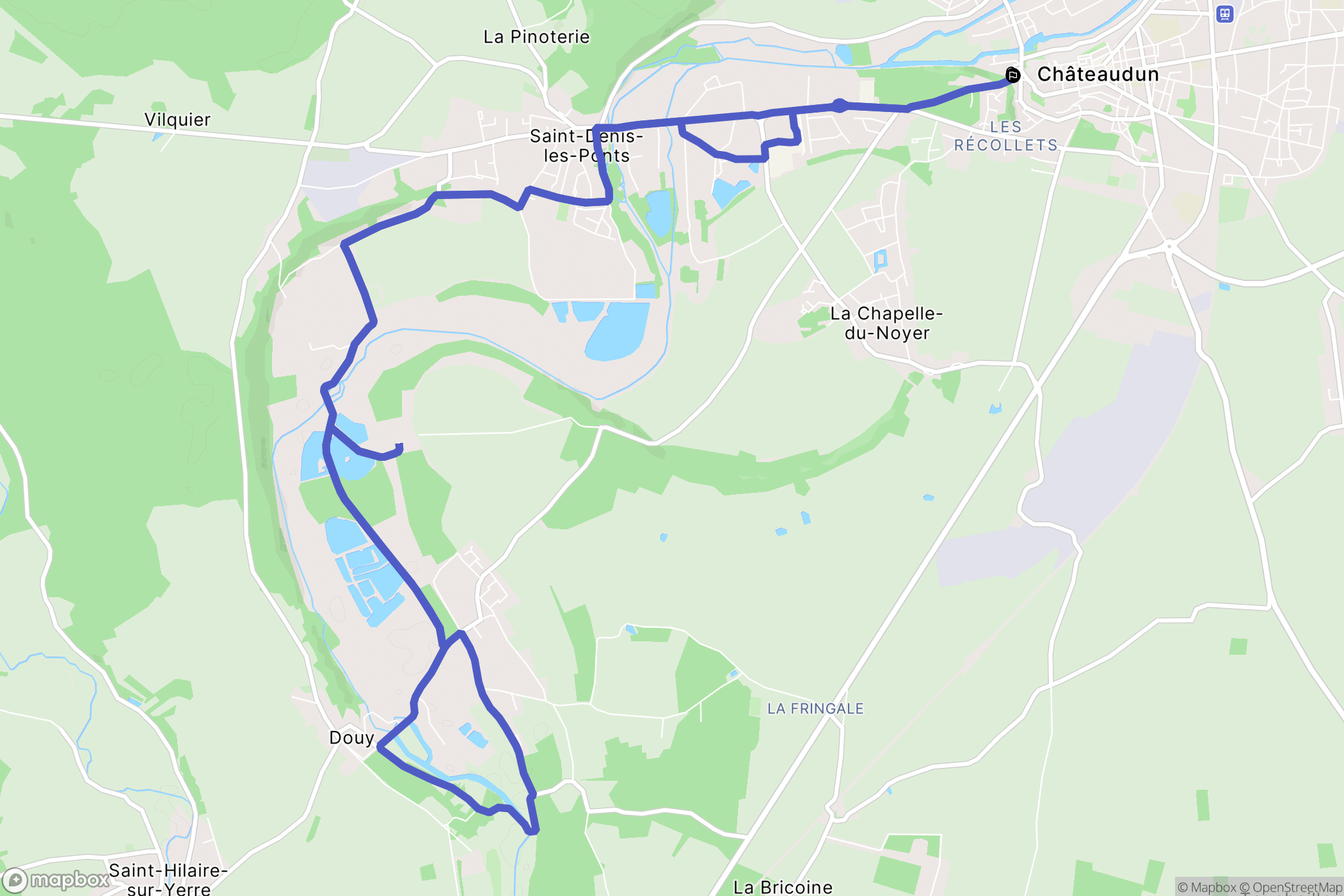 Châteaudun : carte du parcours de randonnée - France