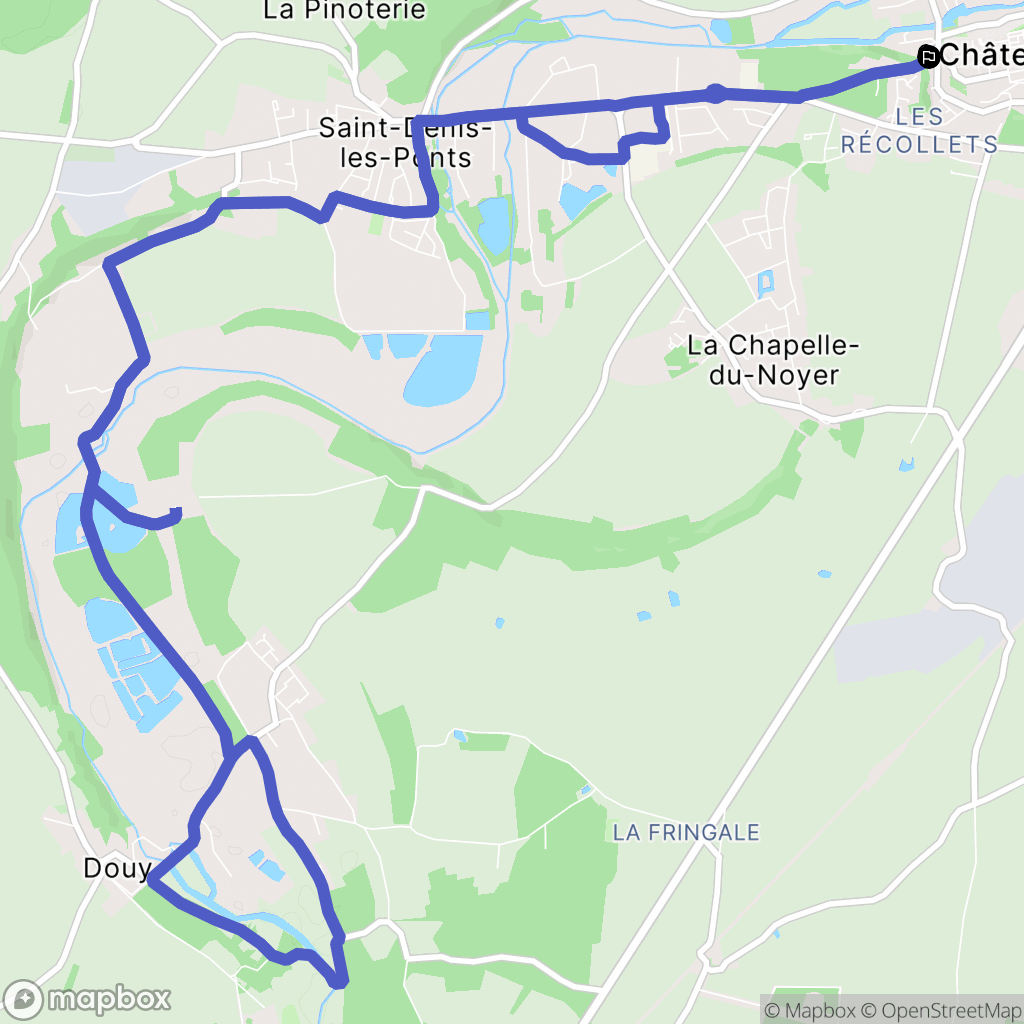 Châteaudun : carte du parcours de randonnée - France