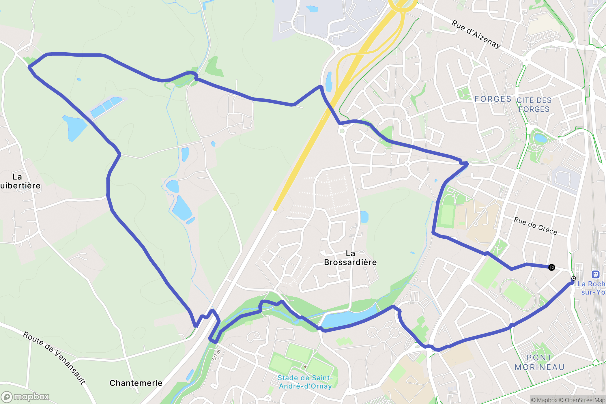 La Roche-sur-Yon : carte du parcours de randonnée - France