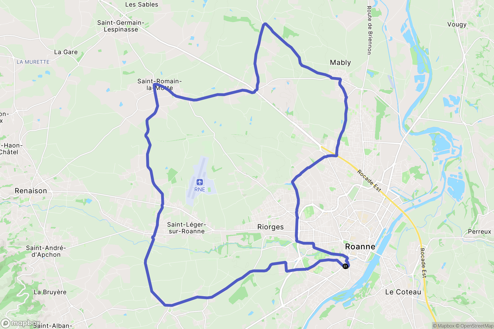 Roanne : carte du parcours de randonnée - France