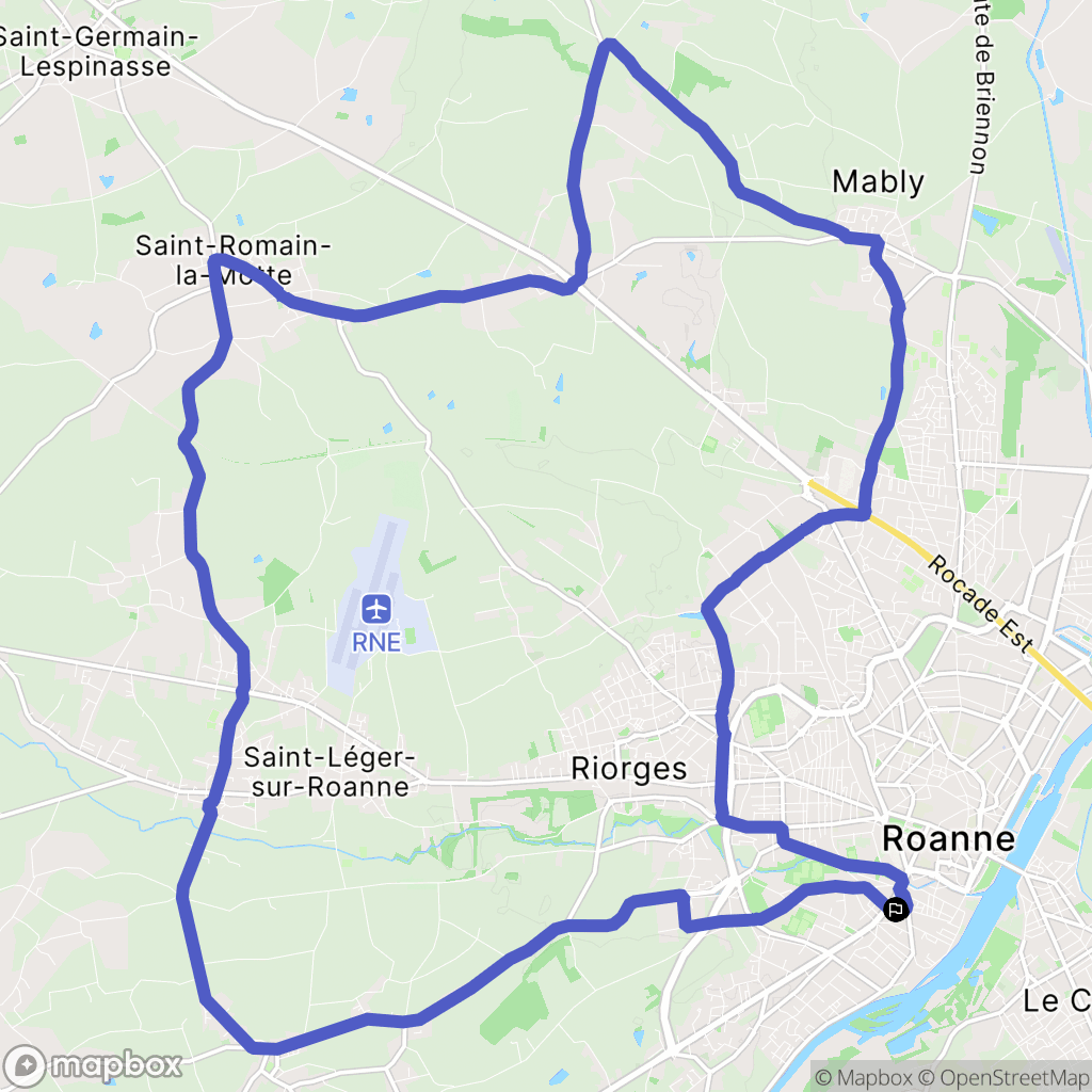 Roanne : carte du parcours de randonnée - France