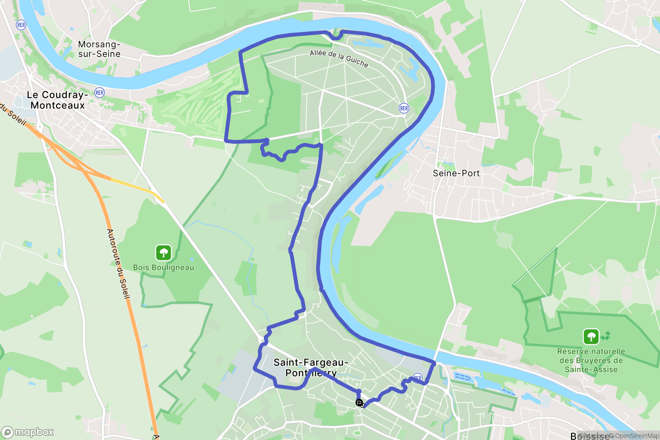 Saint-Fargeau-Ponthierry : carte du parcours de randonnée - France