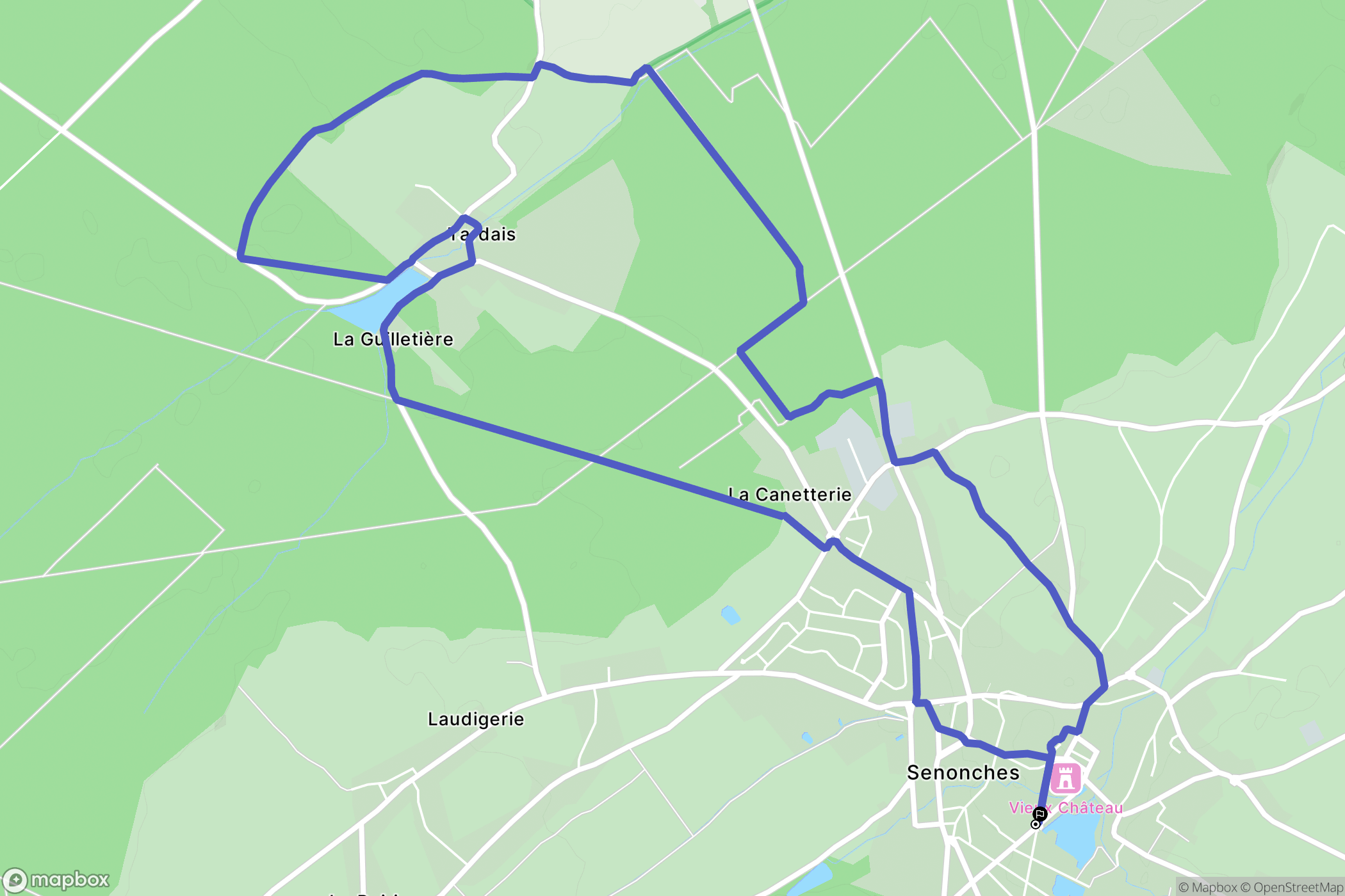 Senonches : carte du parcours de randonnée - France