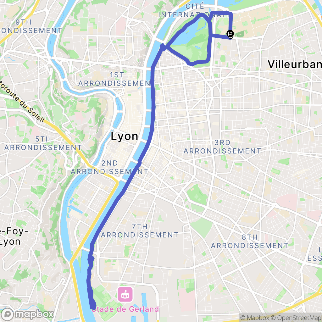 Villeurbanne : carte du parcours de randonnée - France
